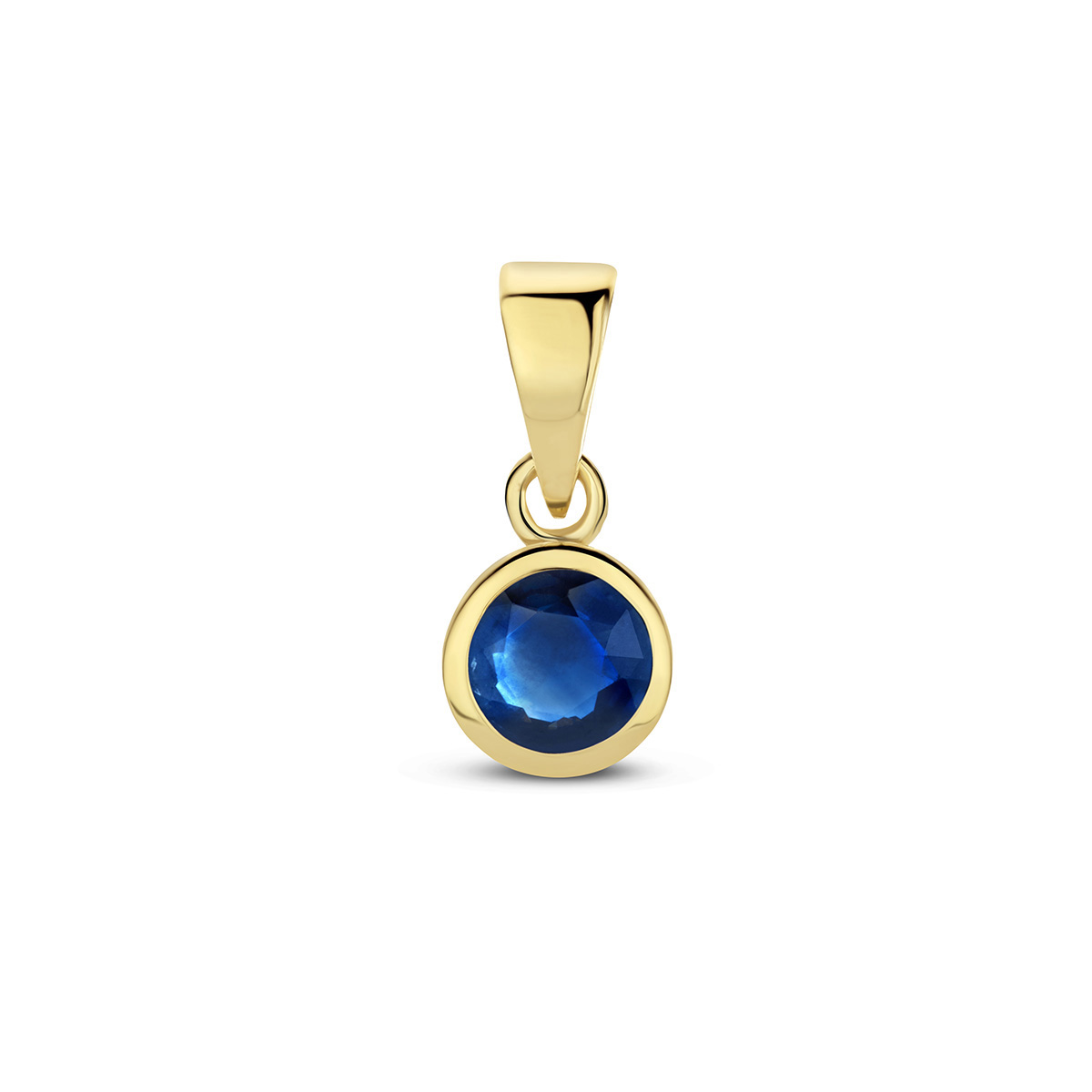 gouden geboortesteen hanger, September saffier 0.25ct