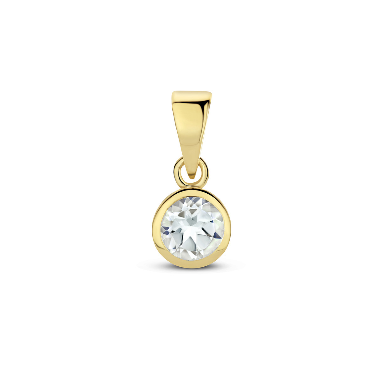 gouden geboortesteen hanger, April wit topaas 0.25ct