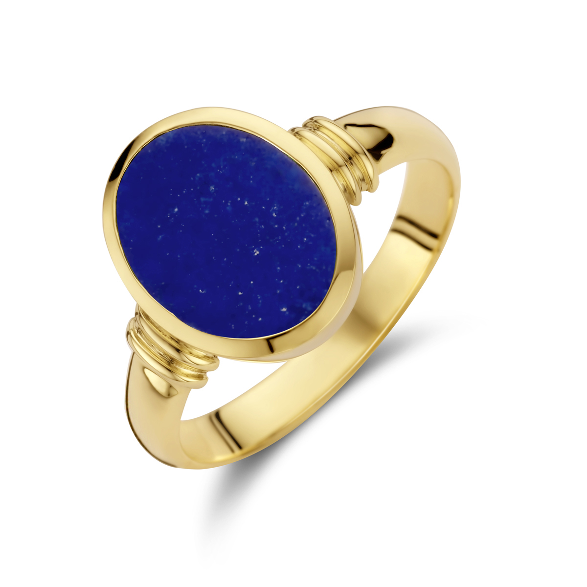 14k Geelgouden ring uitgevoerd met een schitterende lapis. De ring heeft een afmeting van 12.5x10mm. De lapis steen heeft een steengewicht van 1.96ct.