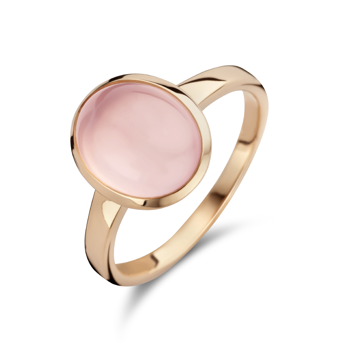 14k Rosegouden ring uitgevoerd met schitterende roze kwarts. De ring heeft een afmeting van 11.5x9.5mm.