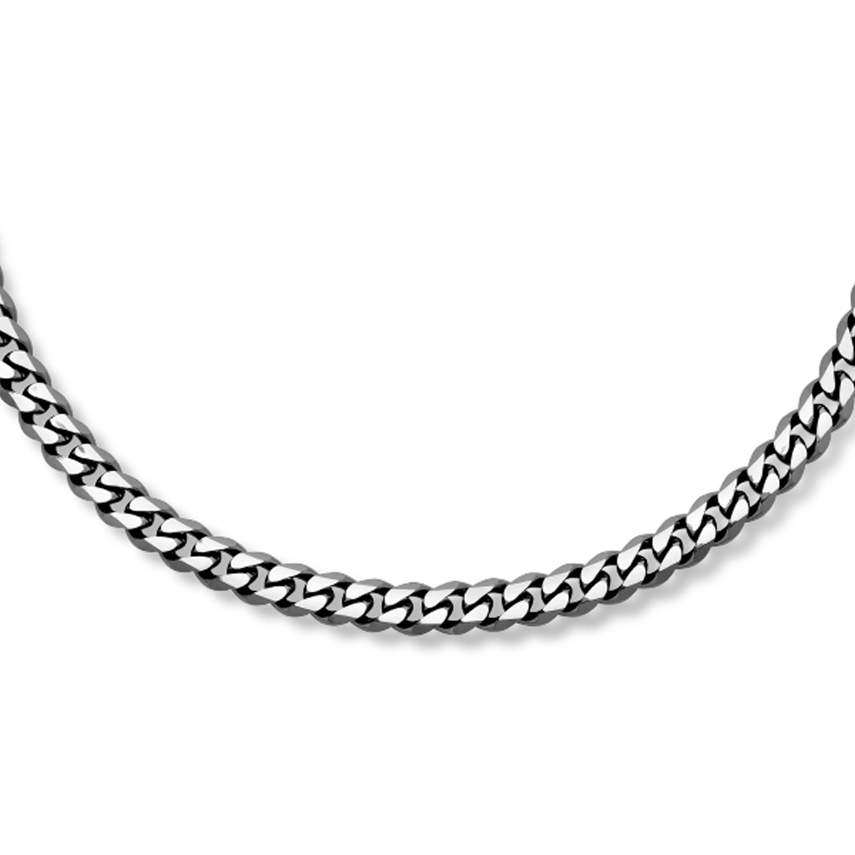Stalen gourmette collier met een zwartkleurige ion plating. Het collier heeft een schakelbreedte van 7mm en een karabijn sluiting.