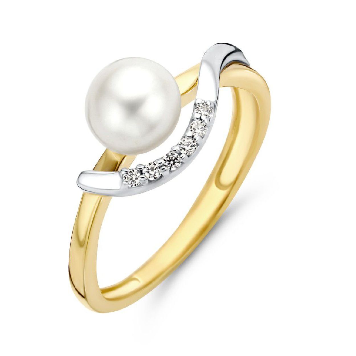 Ring bicolor zirkonia + parel