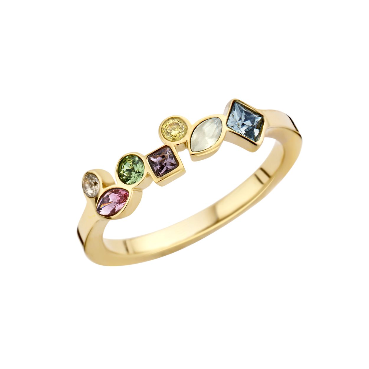 Melano friends mosaic ring meerkleurig - goudkleurig - dames - maat 56