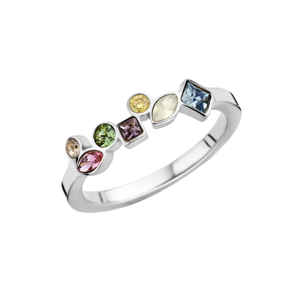 Melano friends mosaic ring meerkleurig - zilverkleurig - dames - maat 56