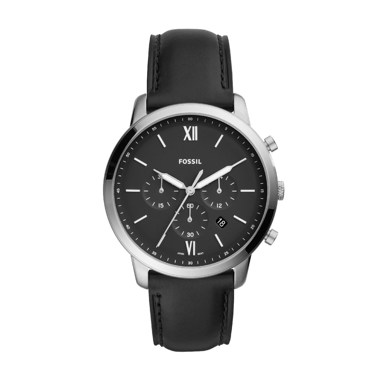 Dit herenhorloge is van het merk Fossil. Het is een chrono horloge met een band gemaakt van leer. De diameter van de kast is 44 mm.
De verdere specificaties van het horloge zijn als volgt:
Bandbreedte (mm): 22
Kastmateriaal: edelstaal
Techniek: quartz