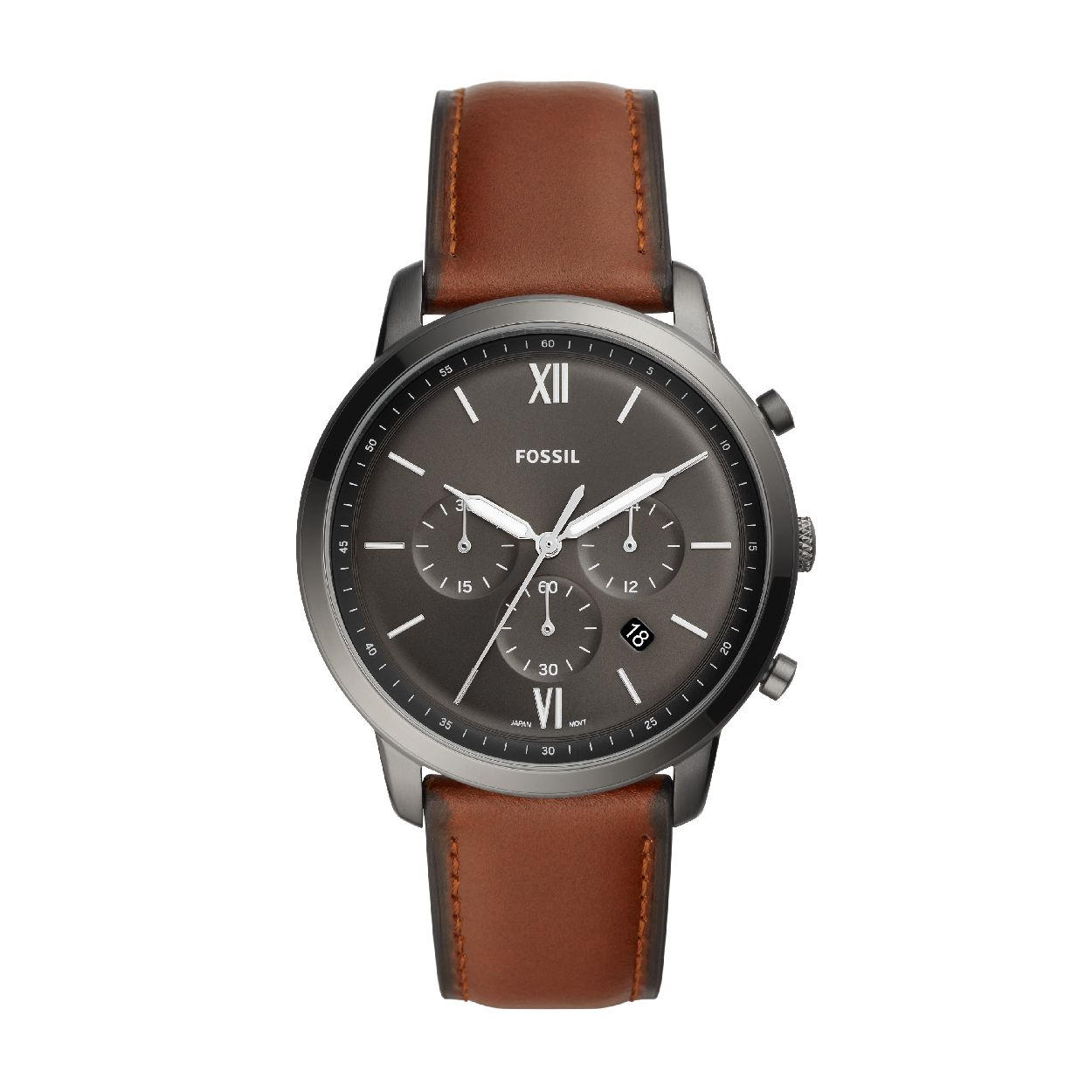 Dit herenhorloge is van het merk Fossil. Het is een chrono horloge met een band gemaakt van leer. De diameter van de kast is 44 mm.
De verdere specificaties van het horloge zijn als volgt:
Bandbreedte (mm): 22
Kastmateriaal: edelstaal
Techniek: quartz