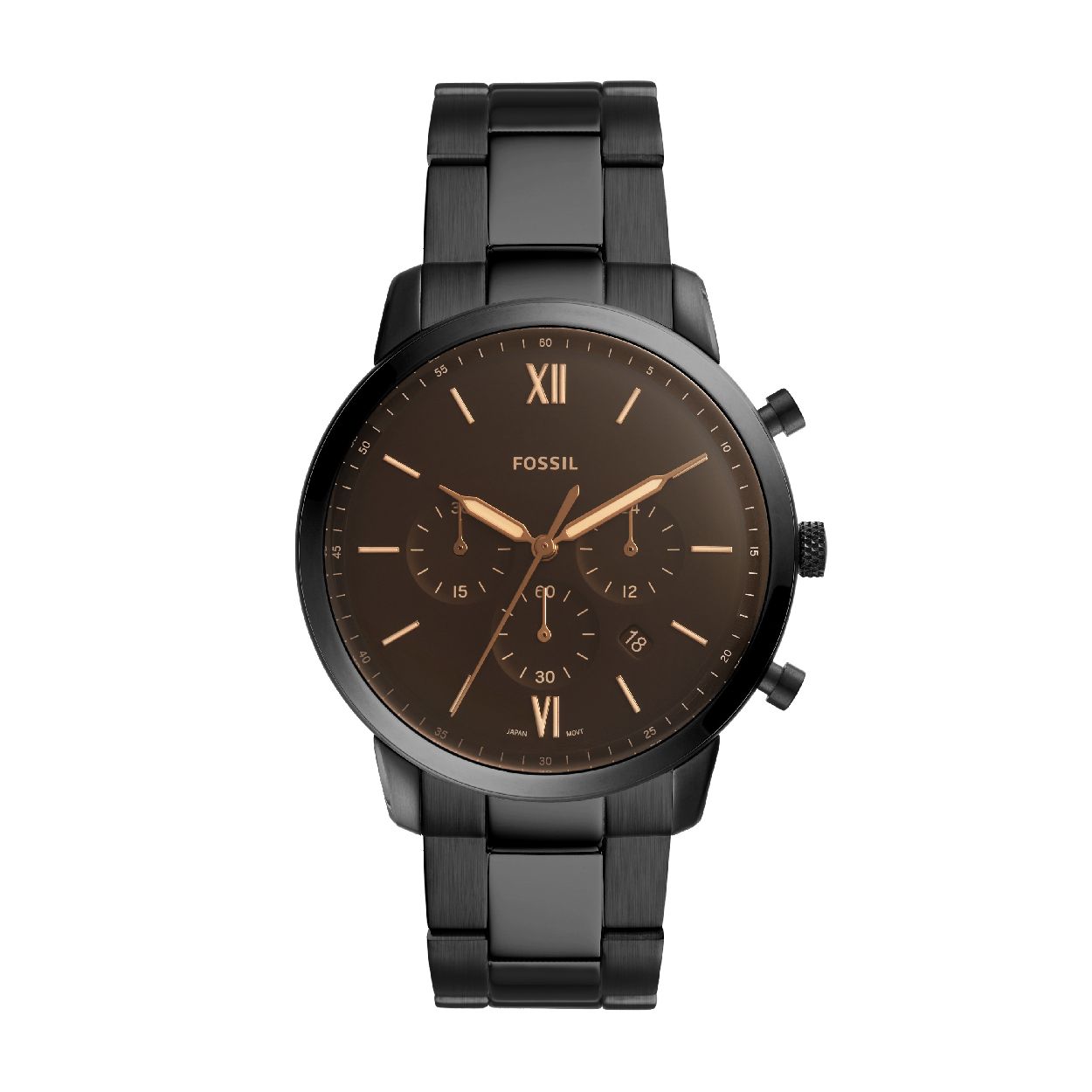 Dit herenhorloge is van het merk Fossil. Het is een chrono horloge met een band gemaakt van edelstaal. De diameter van de kast is 44 mm.
De verdere specificaties van het horloge zijn als volgt:
Bandbreedte (mm): 22
Kastmateriaal: edelstaal
Techniek: quartz