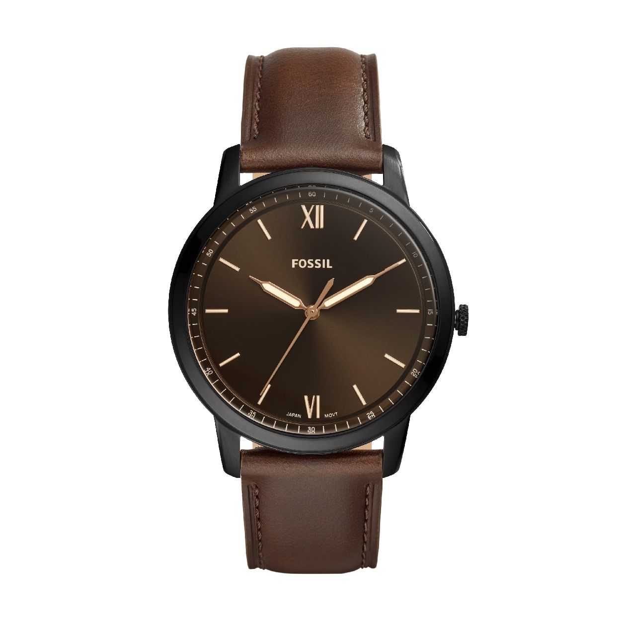 Dit herenhorloge is van het merk Fossil. Het is een  horloge met een band gemaakt van leer. De diameter van de kast is 44 mm.
De verdere specificaties van het horloge zijn als volgt:
Bandbreedte (mm): 22
Kastmateriaal: edelstaal
Techniek: quartz