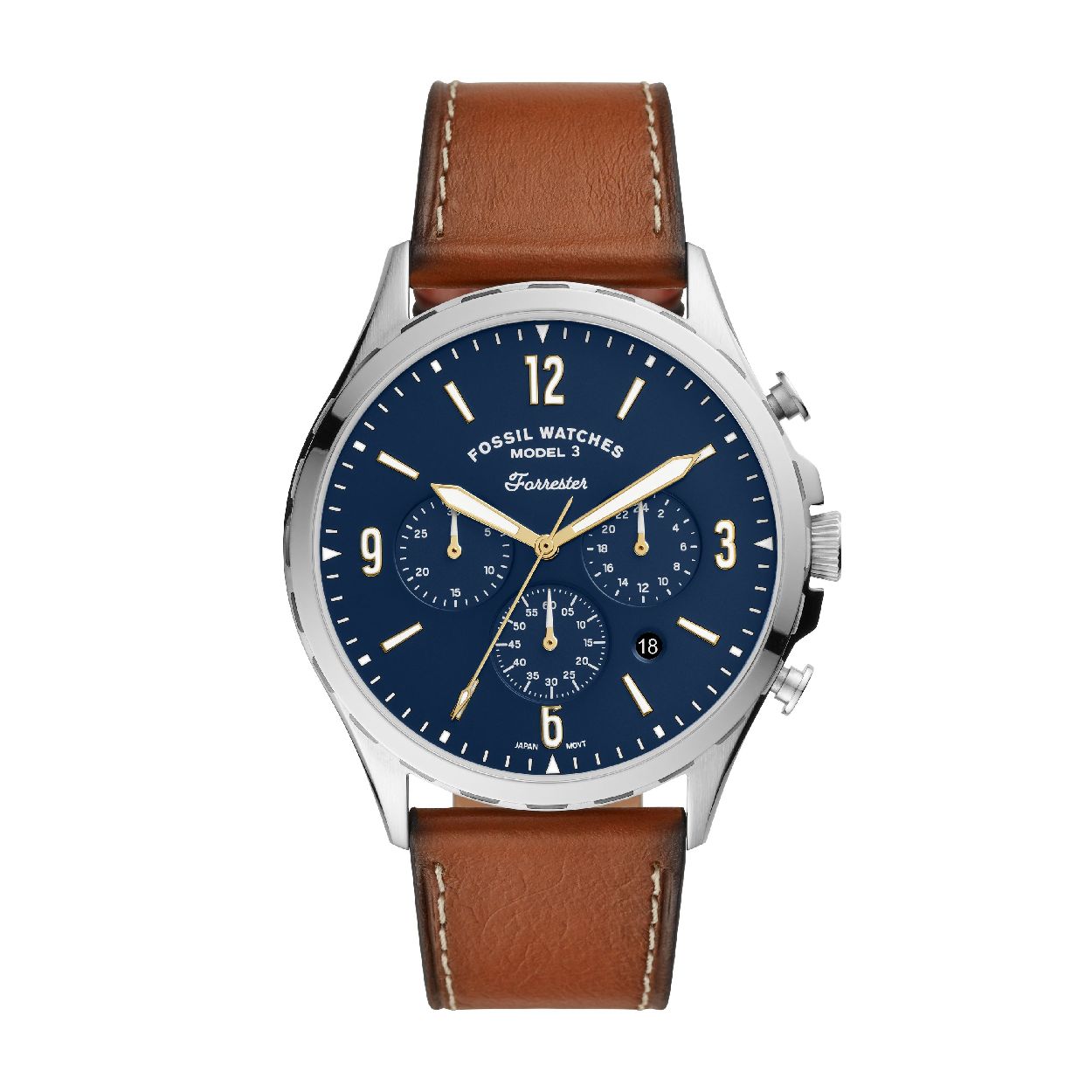 Dit herenhorloge is van het merk Fossil. Het is een chrono horloge met een band gemaakt van leer. De diameter van de kast is 46 mm.
De verdere specificaties van het horloge zijn als volgt:
Bandbreedte (mm): 24
Kastmateriaal: edelstaal
Techniek: quartz