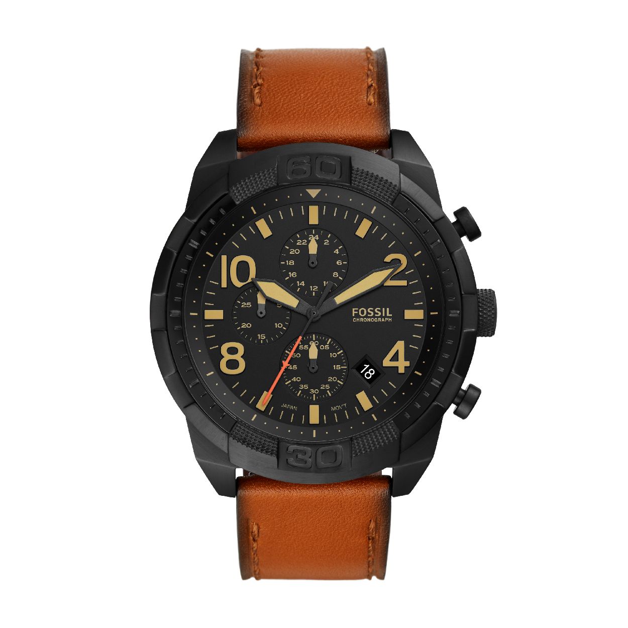 Dit herenhorloge is van het merk Fossil. Het is een chrono horloge met een band gemaakt van leer. De diameter van de kast is 50 mm.
De verdere specificaties van het horloge zijn als volgt:
Bandbreedte (mm): 24
Kastmateriaal: edelstaal
Techniek: quartz