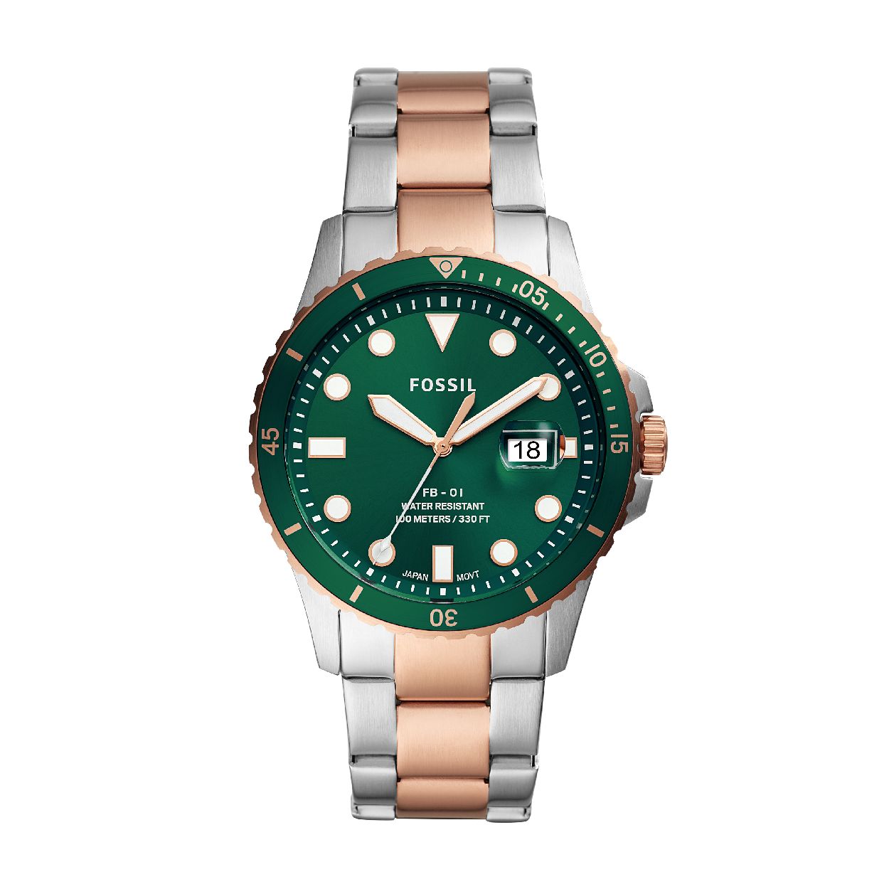 Dit herenhorloge is van het merk Fossil. Het is een  horloge met een band gemaakt van edelstaal. De diameter van de kast is 42 mm.
De verdere specificaties van het horloge zijn als volgt:
Bandbreedte (mm): 22
Kastmateriaal: edelstaal
Techniek: quartz