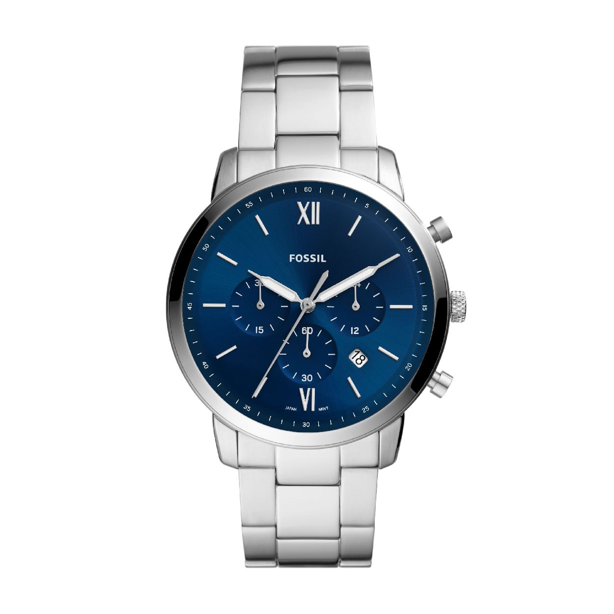 Dit herenhorloge is van het merk Fossil. Het is een chrono horloge met een band gemaakt van edelstaal. De diameter van de kast is 44 mm.
De verdere specificaties van het horloge zijn als volgt:
Bandbreedte (mm): 22
Kastmateriaal: edelstaal
Techniek: quartz