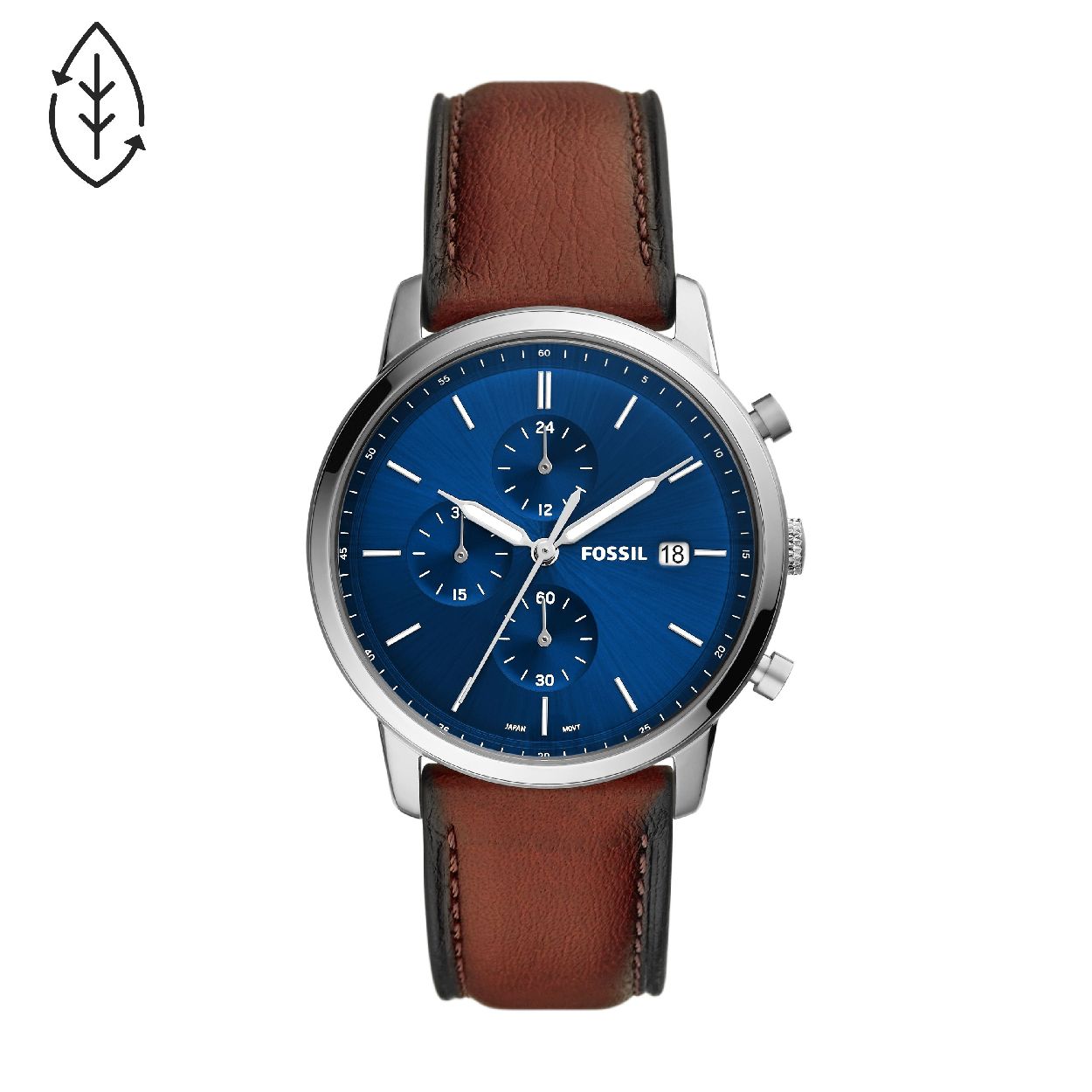 Dit herenhorloge is van het merk Fossil. Het is een chrono horloge met een band gemaakt van leer. De diameter van de kast is 42 mm.
De verdere specificaties van het horloge zijn als volgt:
Bandbreedte (mm): 22
Kastmateriaal: edelstaal
Techniek: quartz