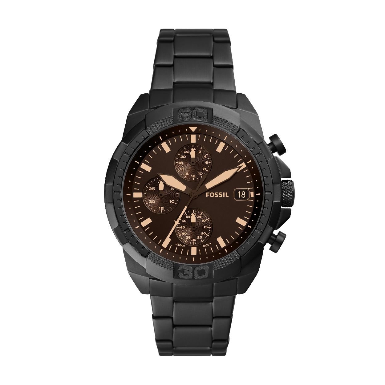 Dit herenhorloge is van het merk Fossil. Het is een chrono horloge met een band gemaakt van edelstaal. De diameter van de kast is 44 mm.
De verdere specificaties van het horloge zijn als volgt:
Bandbreedte (mm): 22
Kastmateriaal: edelstaal
Techniek: quartz