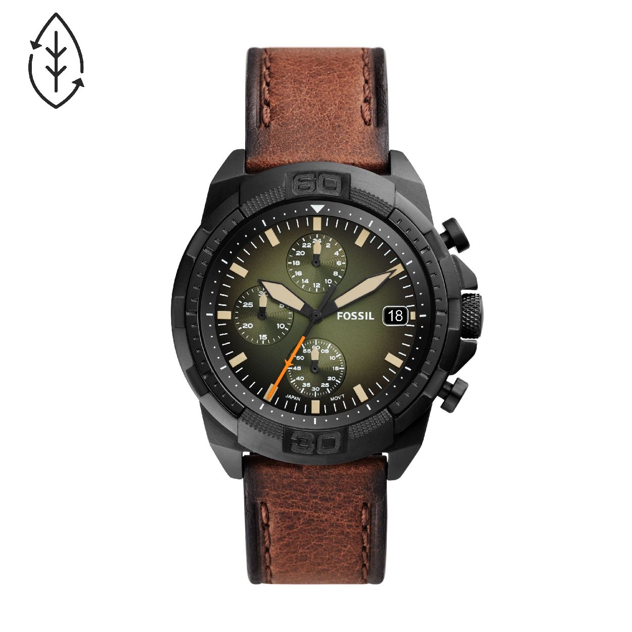Dit herenhorloge is van het merk Fossil. Het is een chrono horloge met een band gemaakt van leer. De diameter van de kast is 44 mm.
De verdere specificaties van het horloge zijn als volgt:
Bandbreedte (mm): 22
Kastmateriaal: edelstaal
Techniek: quartz