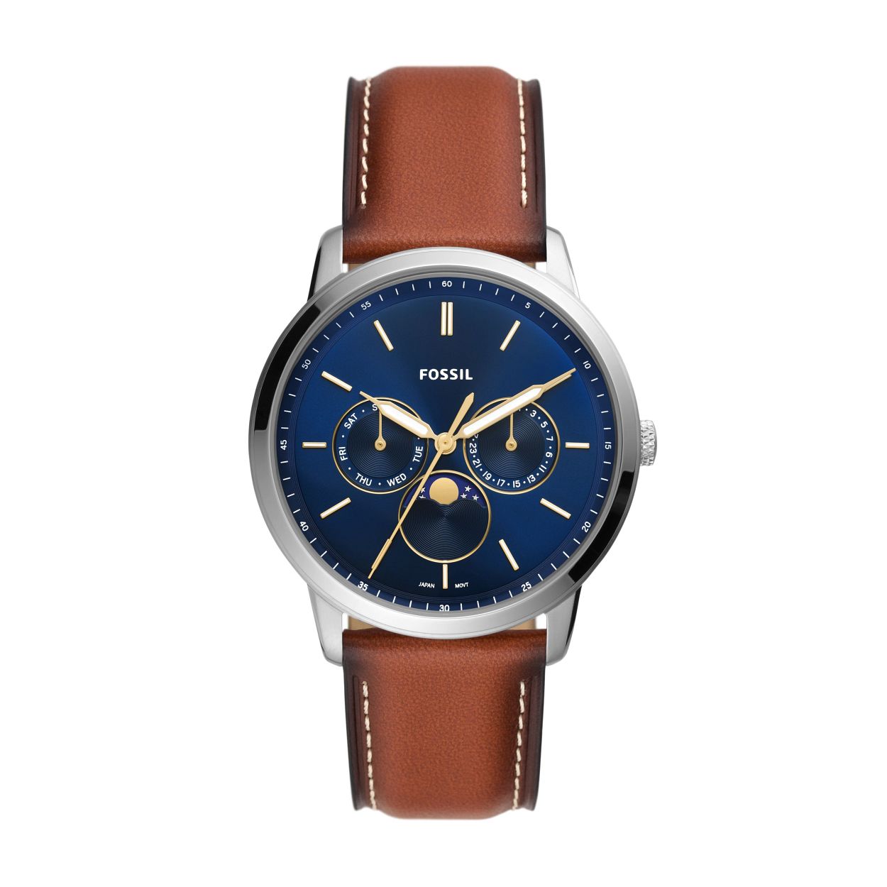 Dit herenhorloge is van het merk Fossil. Het is een horloge gemaakt van edelstaal. De diameter van de kast is42 mm dik.
De verdere specificaties van het horloge zijn als volgt:
Bandbreedte (mm): 22
Kastmateriaal: edelstaal
Kastkleur: Zilver
Wijzerplaatkleur: Blauw
Band materiaal: Leer
Bandkleur: Bruin
Anti allergiscg: Nee
