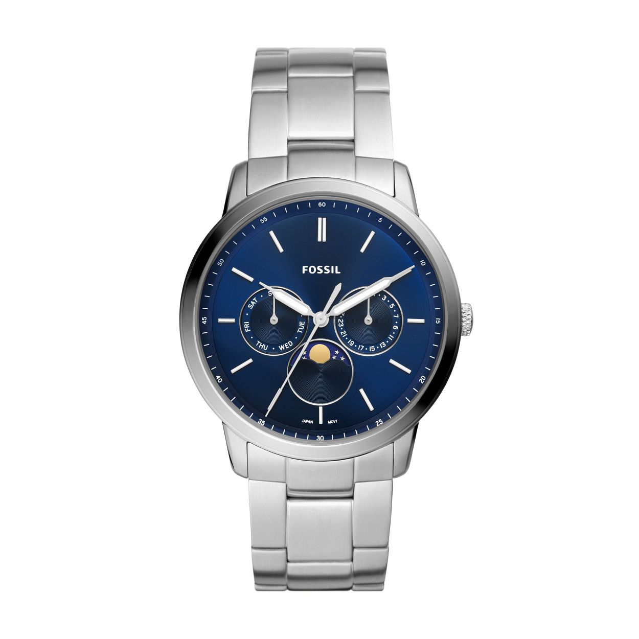 Dit herenhorloge is van het merk Fossil. Het is een horloge gemaakt van edelstaal. De diameter van de kast is42 mm dik.
De verdere specificaties van het horloge zijn als volgt:
Bandbreedte (mm): 22
Kastmateriaal: edelstaal
Kastkleur: Zilver
Wijzerplaatkleur: Blauw
Band materiaal: Edelstaal
Bandkleur: Zilver
Anti allergiscg: Nee