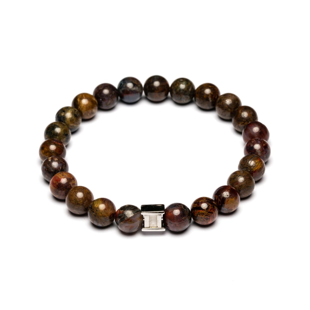 Dit is een Gemini Gem Hurricane M mannenarmband. Deze heeft een pietersite steen.