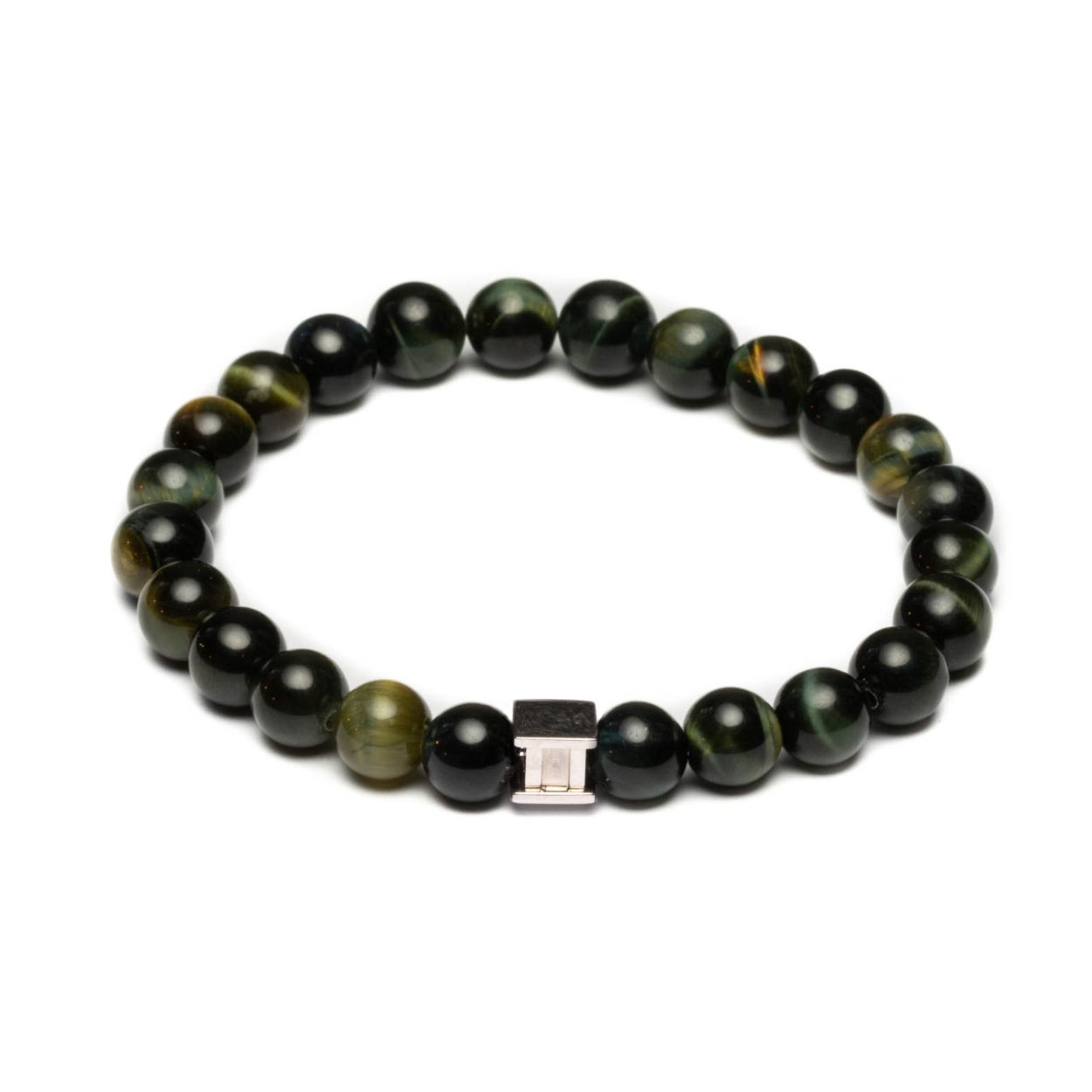 Dit is een Gemini Gem Evergreen S mannenarmband. Deze heeft een tiger eye steen.