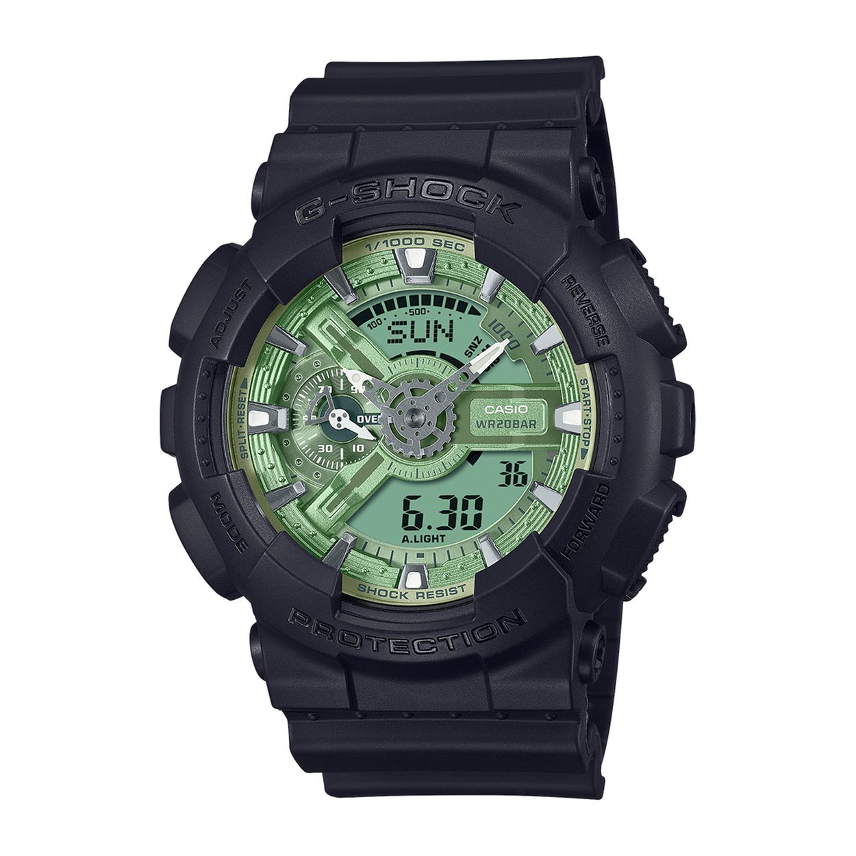 Dit Casio horloge behoort tot de G-Shock collectie.
Referentienummer: GA-110CD-1A3

Maak een fris, gedurfd statement in gloednieuwe kleuren met de altijd populaire, grote G-SHOCK-behuizing.
De GA-110 met zijn opvallende grote behuizing is uitgevoerd in klassiek zwart voor de band en de rand, en wordt gedurfd door de kleur op de wijzerplaat.
Dit coole ontwerp met rustieke accenten is een stijlvol en modieus accessoire voor wie precies weet wat de laatste 'street style' is.


