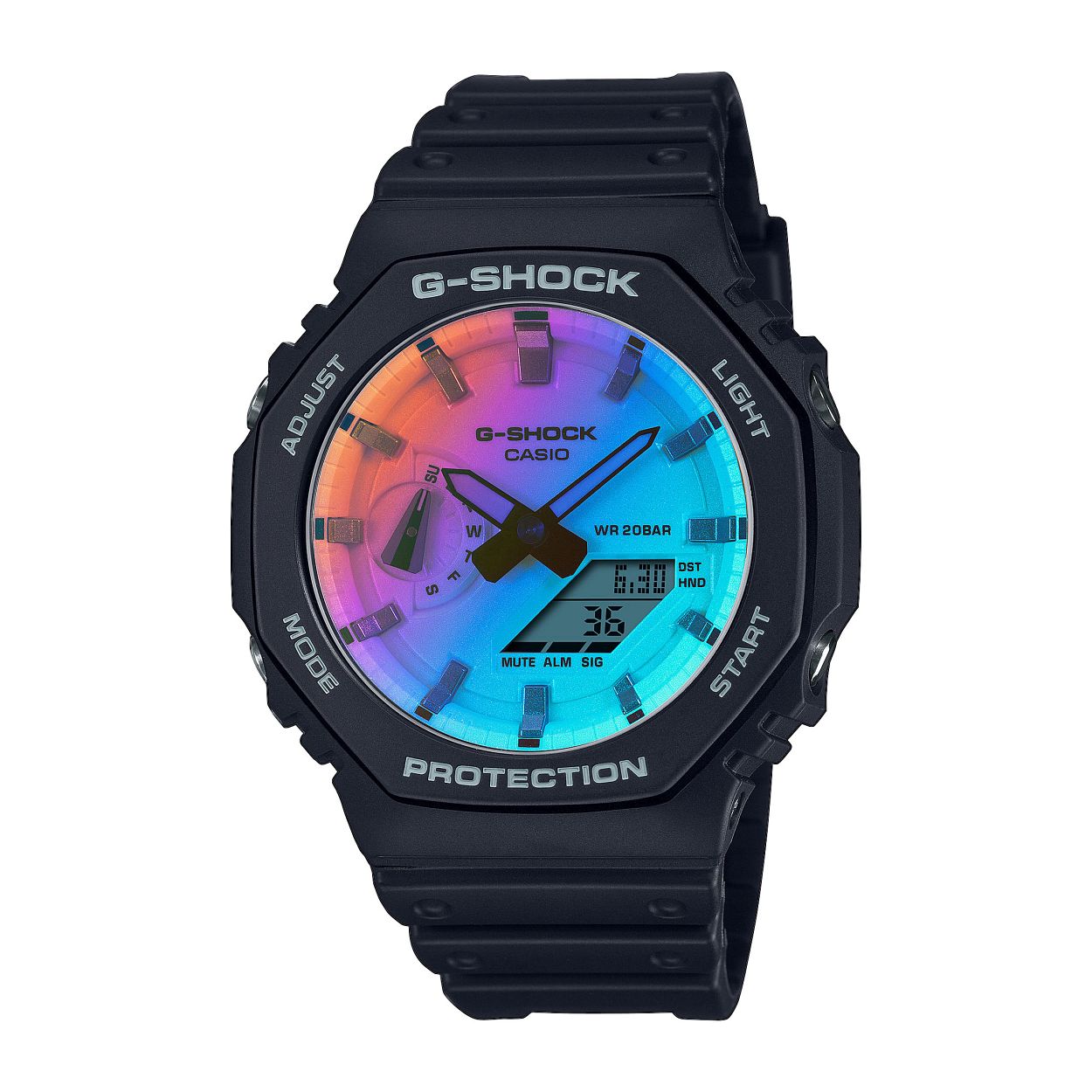 Dit is een horloge van het merk Casio uit de collectie G-SHOCK Specials.

De specificaties van dit horloge zijn: 
Kasthoogte: 48.6 mm
Kastbreedte: 45.5 mm
Kastdikte: 11.8 mm
Bandbreedte: 26.1 mm
Bandlengte: 145-215 mm
Gewicht: 51 gram

Dit horloge heeft de volgende functies/eigenschappen: 
LED lampje
Schokbestendig
Neo-display
Wereldtijden
Stopwatchfunctie - 1/100 sec. - 24 uur
Timer - 1/1 sec. - 24 uur
5 alarmen per dag
Knopgeluiden aan/uit
Wijzer beweeg functie
Automatische kalender
12/24-uurs tijdweergave
Mineraalglas
Behuizing van carbon-harsmix
Resinarmband
Gesp
3 jaar - 1 batterij
Classificatie waterbestendigheid (20 bar)