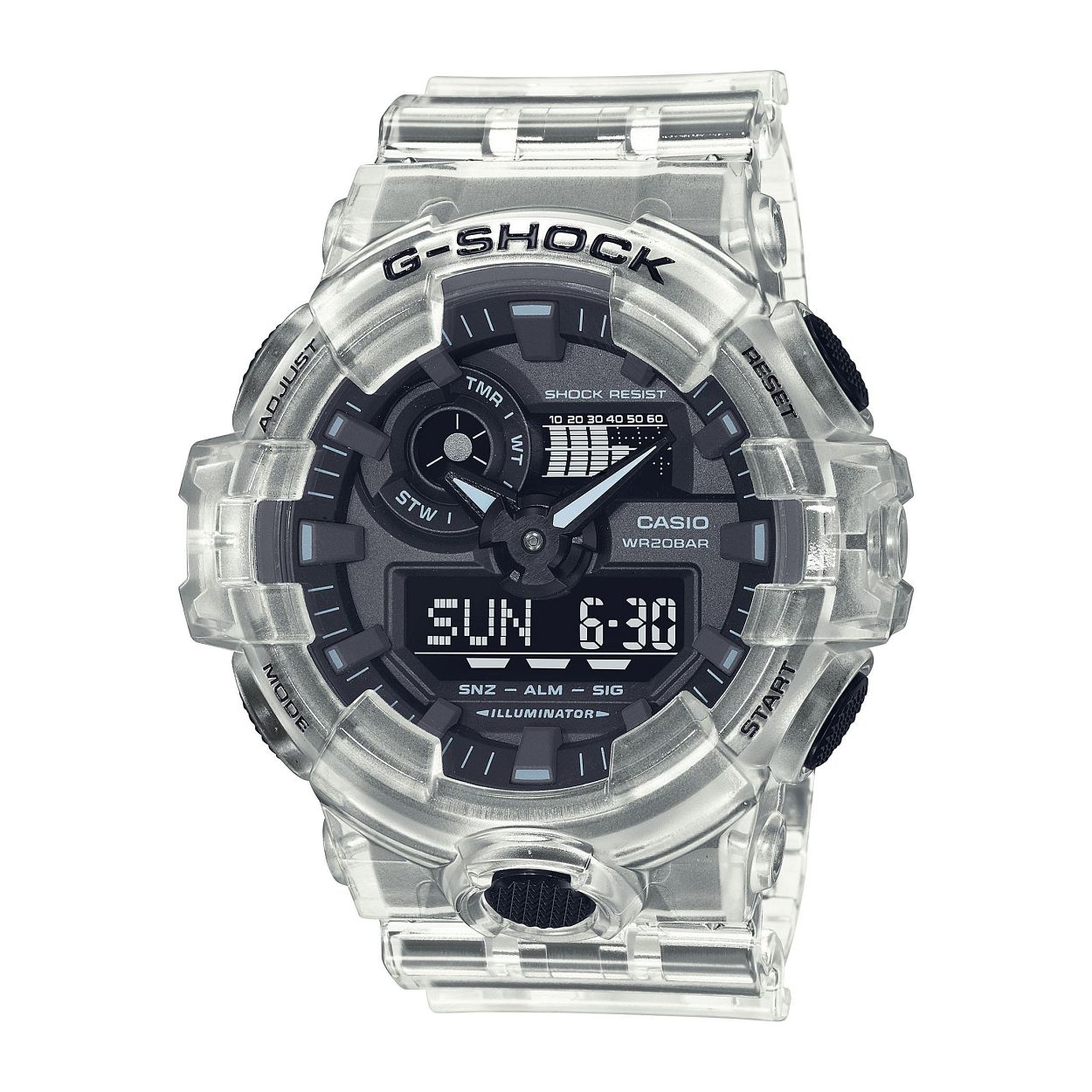Dit herenhorloge is van het merk Casio. Het is een digitaal analoog horloge gemaakt van kunststof
De verdere specificaties van het horloge zijn als volgt:
Glassoort: mineraal
Kastmateriaal: kunststof
Waterdichtheid: 20 ATM
Kastkleur: Wit
Bandmateriaal: Kunststof
Bandkleur: Wit
Kastmaat: 53
Wijzerplaatkleur: Blauw
Kastvorm: Rond
Sluiting: Gesp