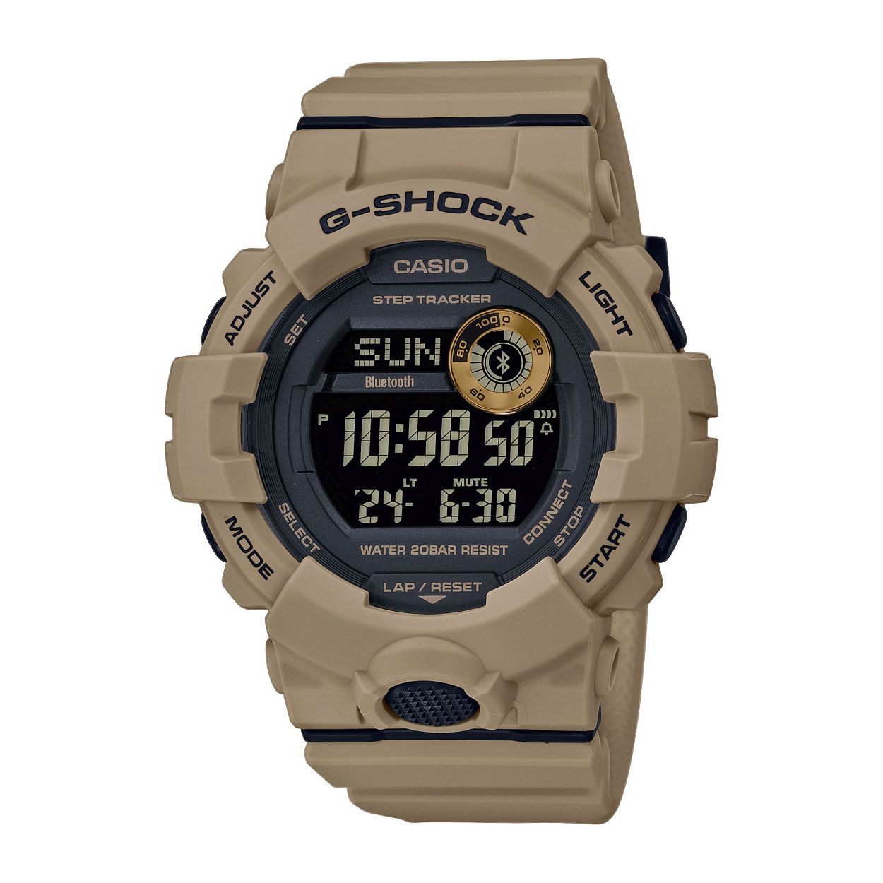 De G-SHOCK MUD COLOR / GBD800UC5ER is een robuuste en stijlvolle sporthorloge met tal van handige functies zoals stappenteller, caloriemeter en Bluetooth connectiviteit. Dankzij de modderbestendige behuizing en waterdichte constructie is dit horloge perfect voor outdoor avonturen. Draag hem met een sportieve outfit voor een stoere look. Verleg je grenzen met de GBD800UC5ER!