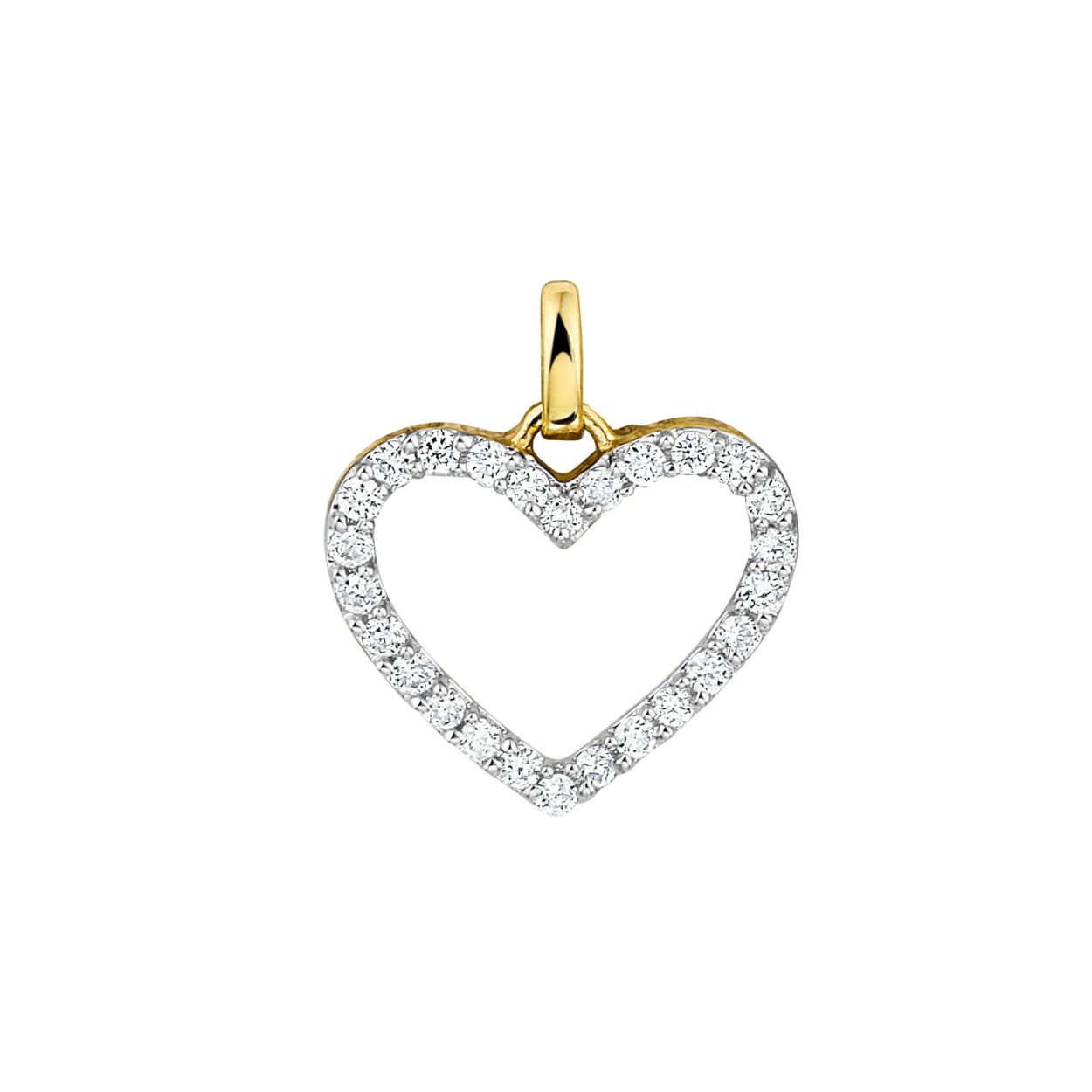 14krt gouden hart met diamant 0.20 H SI