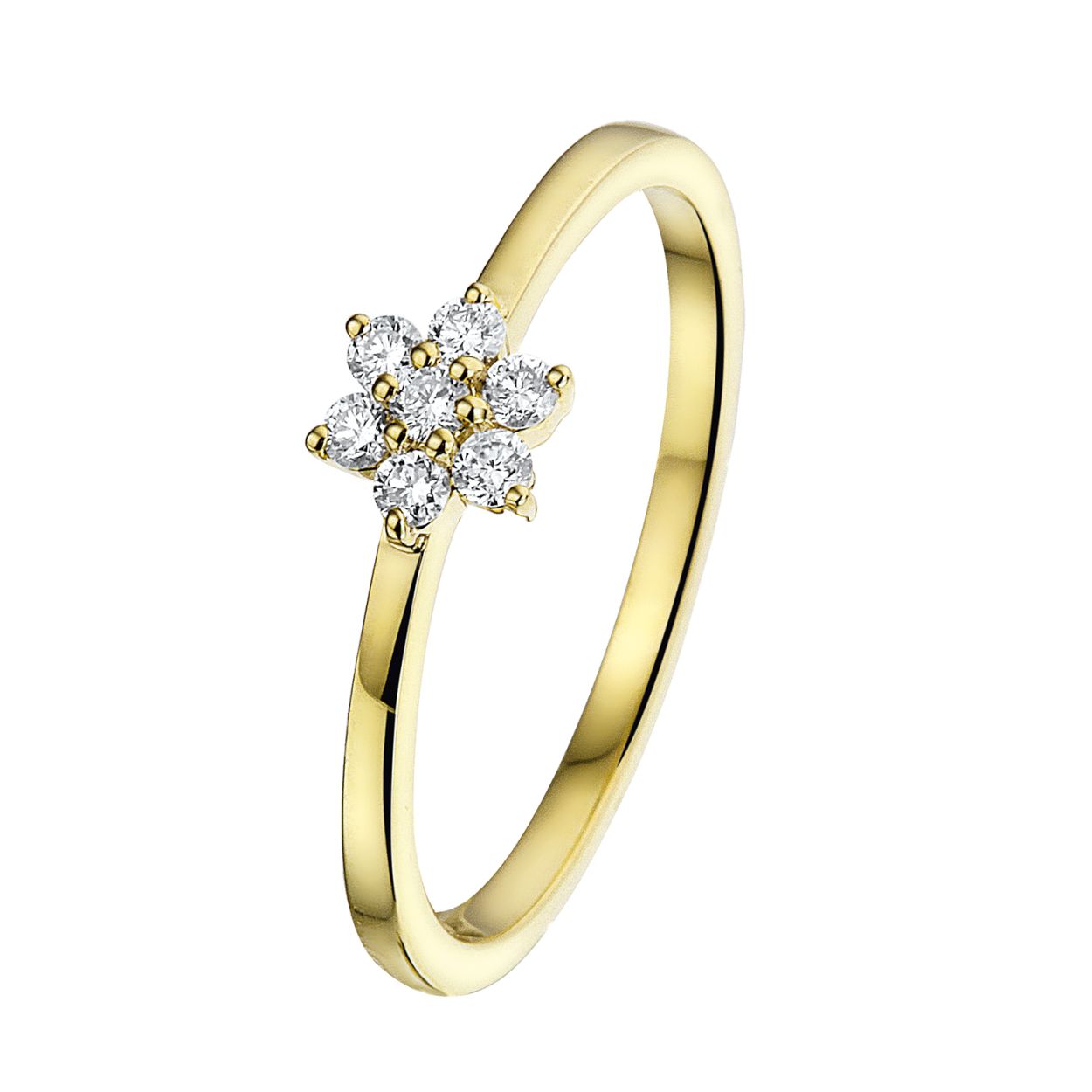 De 14 karaats gouden diamanten ring (modelnummer GGA0336) straalt elegantie uit met een briljantgeslepen diamant van 0,16 karaat, zuiverheid SI1 en kleur H. Het is een nieuw sieraad, goudkleurig en geschikt voor maat 54. Perfect voor speciale gelegenheden of een verfijnde alledaagse look. Draag dit sieraad om je outfit een luxe touch te geven. 