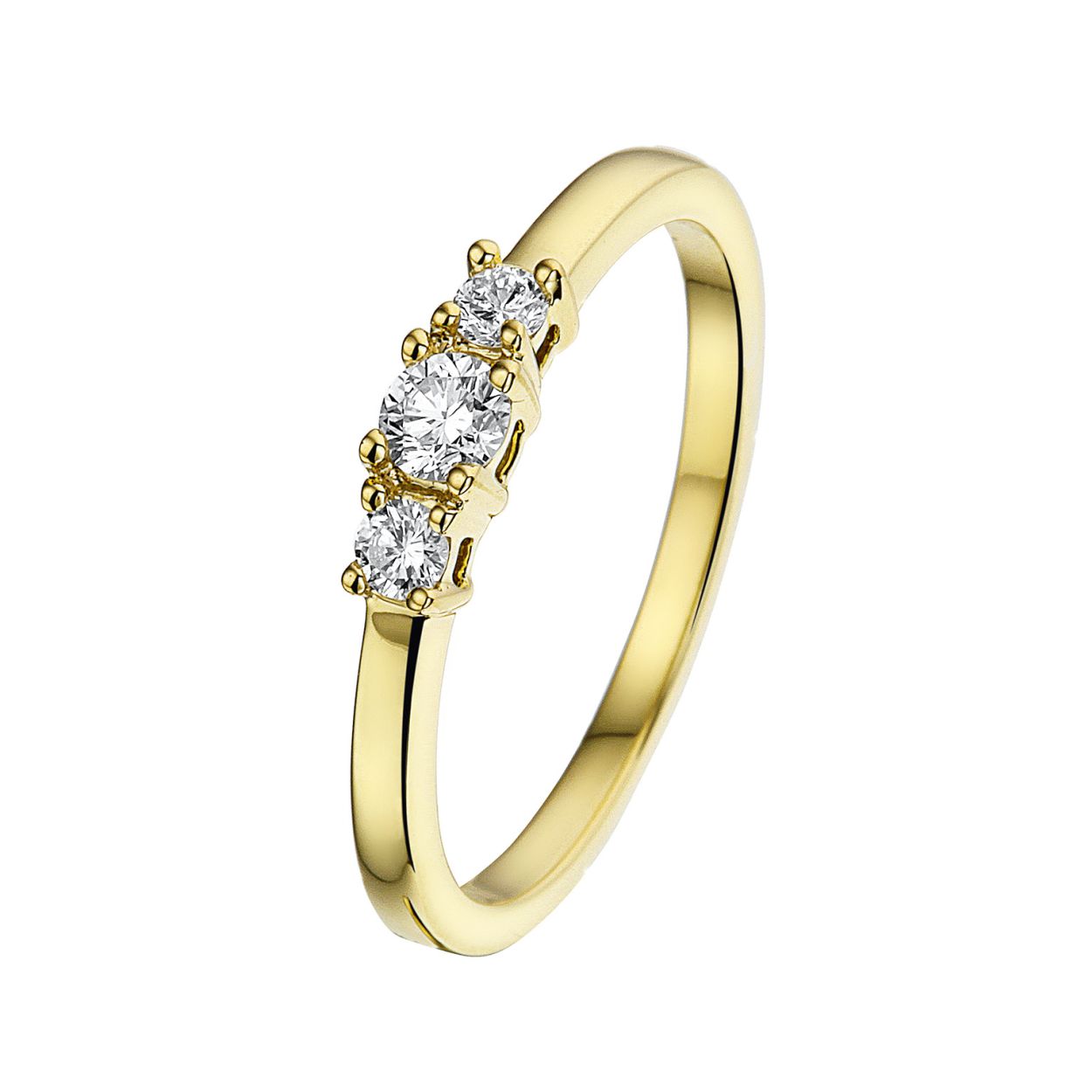 GEEL GOUDEN RING GEZET MET DIAMANT