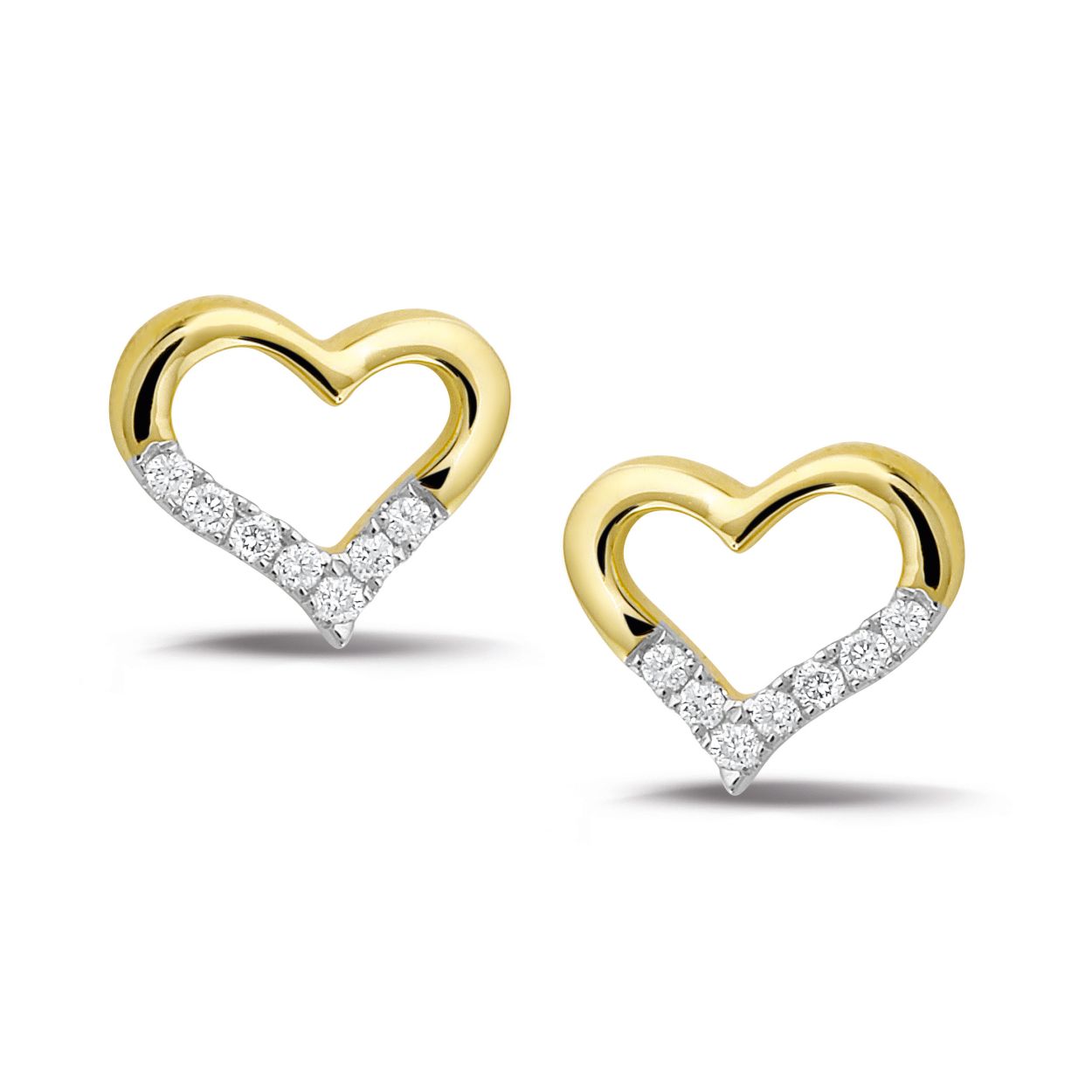 Wit gouden hart oorknoppen met totaal 14 diamantjes foto wijkt af is in geheel witgoud