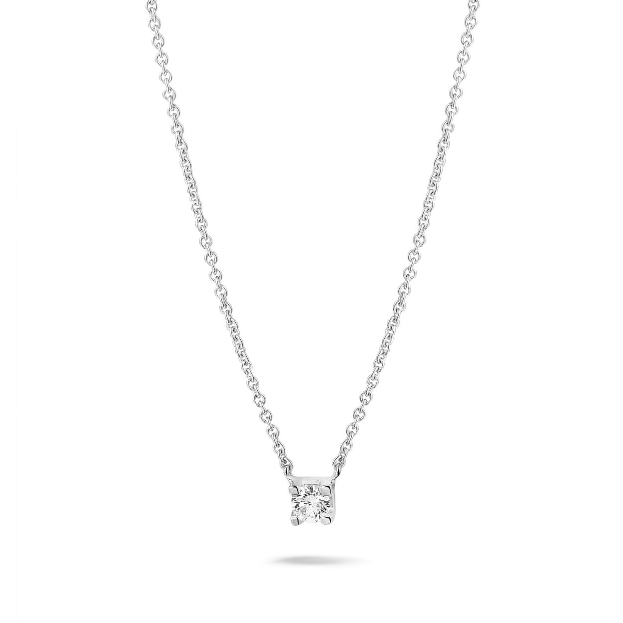 Witgouden collier solitair 0.20crt