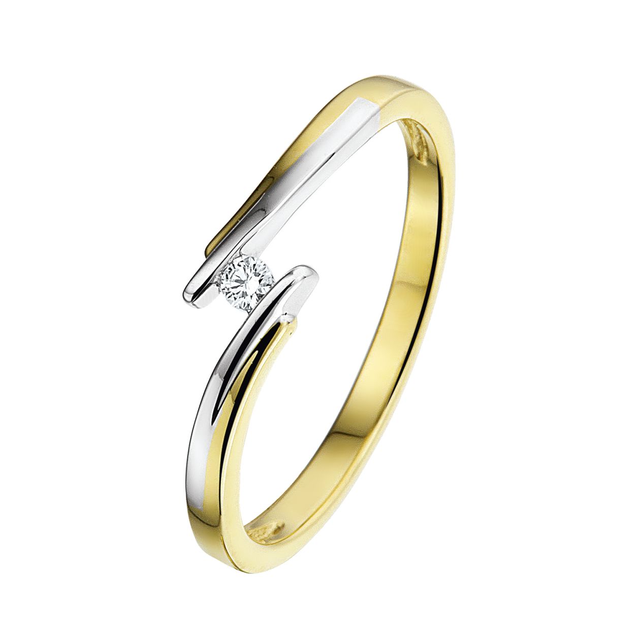 Bicolor gouden ring met diamant