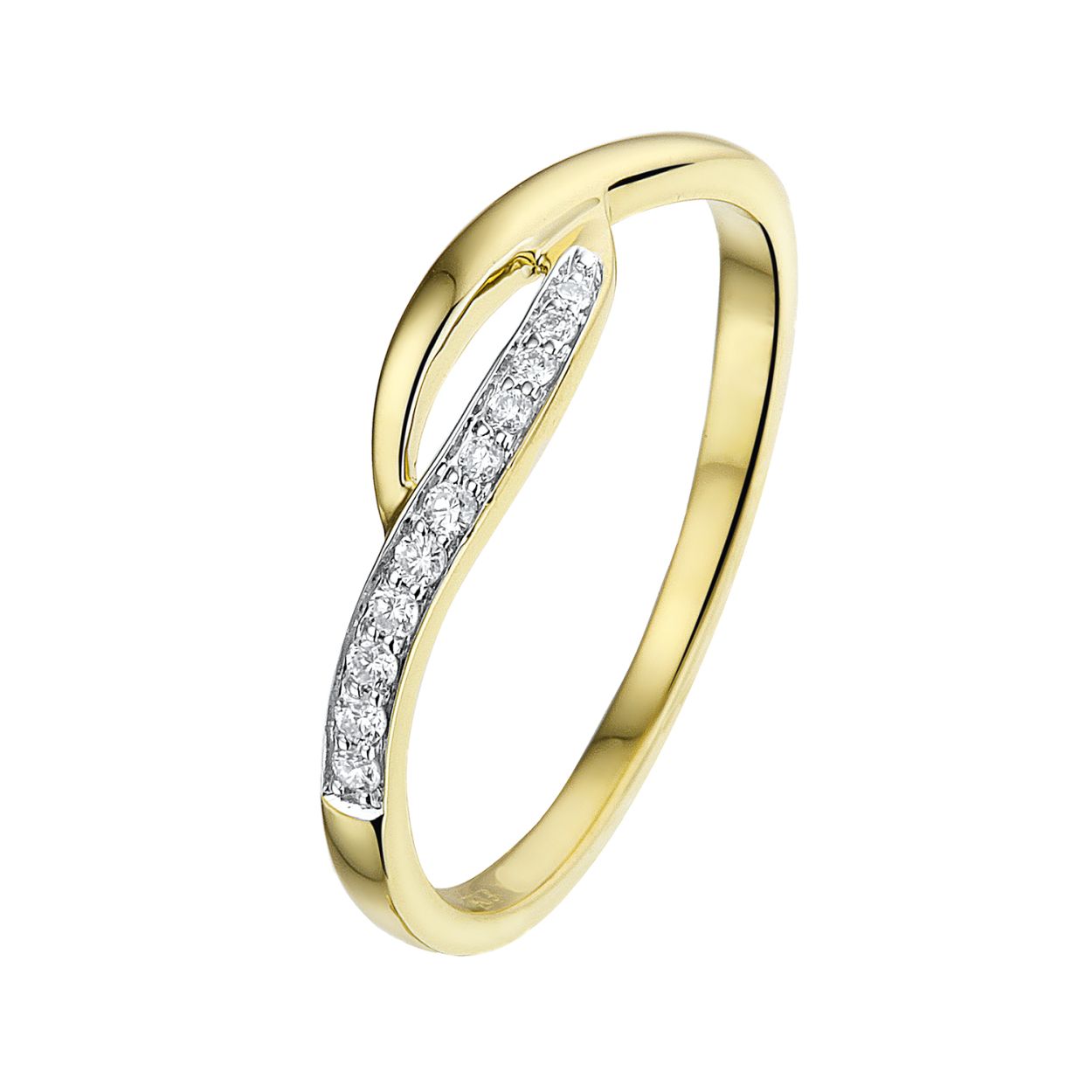 Geelgouden diamant ring 0.07 H/SI