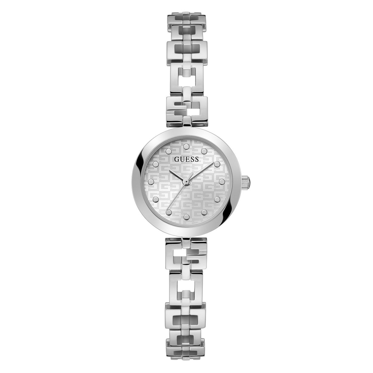 Dit elegante zilvere dameshorloge uit de LADY G collectie van Guess Watches is een tijdloze klassieker met een twist. De fijne geschakelde band met het G logo maakt dit horloge bijna een sieraad. Het horloge is tot 3 ATM waterdicht en de diameter van de kast is 26 mm.