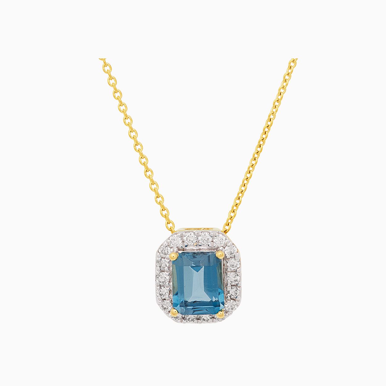 H2023/4 Hanger met diamant en London blauw topaas totaal 0,09 crt.