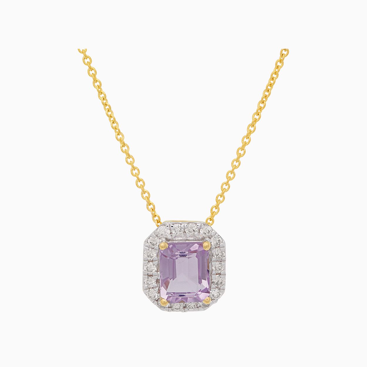 H2023/5 Hanger met diamant en roze amethist totaal 0,09 crt.
