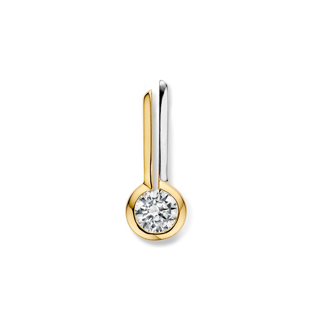 Bicoolor gouden hanger met zirkonia.�
