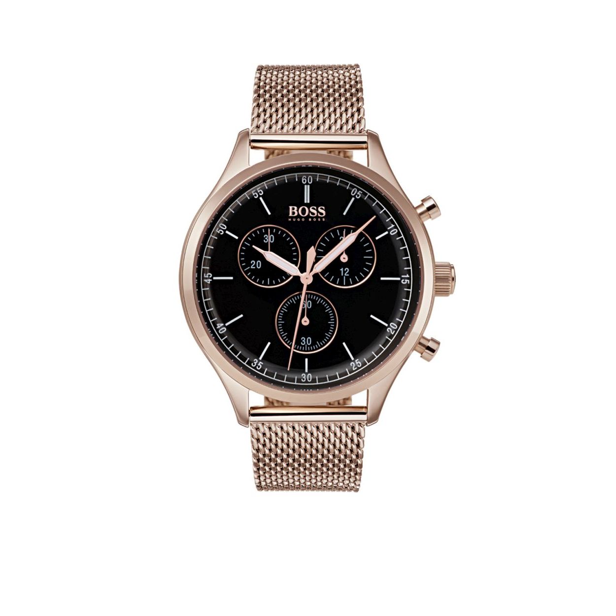 Hugo boss Campagnion herenhorloge
Deze herenchronograaf uit de Hugo Boss Campagnion serie is een casual sportief horloge. Het horloge heeft licht gebold mineraalglas, een zwarte wijzerplaat en een rosékleurige stalen horlogekast met een kastdiameter van 42 mm. De band van het horloge is van Milanees gevlochten rosékleurig staal. De stalen band is gemakkelijk op maat te maken d.m.v. een schroevendraaier. Duw het klepje omhoog en plaats de sluiting op de juiste positie. Na het dichtduwen van het klepje is het horloge opnieuw klaar voor gebruik! Het ontwerp van het horloge is geïnspireerd op het klassieke kompas. De band van het horloge is gemakkelijk op maat te maken d.m.v. een schroevendraaier. Duw het klepje omhoog en plaats de sluiting op de juiste positie. Na het dichtduwen van het klepje is het horloge opnieuw klaar voor gebruik! U kunt dit zo vaak doen als nodig. Model: HB1513548.