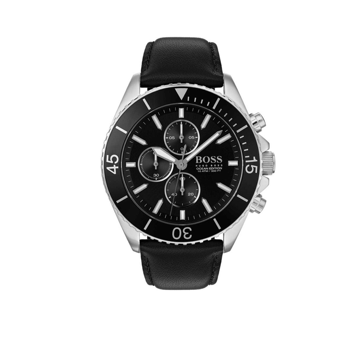 Hugo Boss HB1513697 OCEAN EDITION - Polshorloge - Leer - Zwart -46 mm