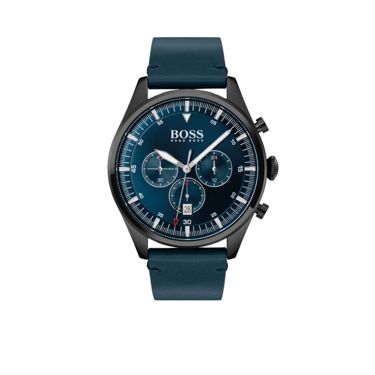 BOSS HB1513711 PIONEER Dit herenhorloge uit de BOSS Pioneer serie is een casual horloge. Het horloge heeft mineraalglas, een blauwe wijzerplaat en een stalen horlogekast met een kastdiameter van 44 mm. De band van het horloge is van leer.  HET MERK De horloge collectie van BOSS is perfect afgestemd op levensstijlen waar het gaat om kwaliteit en precisie. De onderscheidende en elegante uurwerken stralen ambitie en succes uit, waarbij klassiek, modern en sportief met elkaar wordt verbonden. BOSS is op maat gemaakt in een onberispelijke stijl.  SPECIFICATIES - Mineraalglas - Ronde kastvorm,44 mm - Stalen horlogekast - Blauwe sunray wijzerplaat - Blauw lederen horlogeband  - Chronograaf - Datumaanduiding - 5