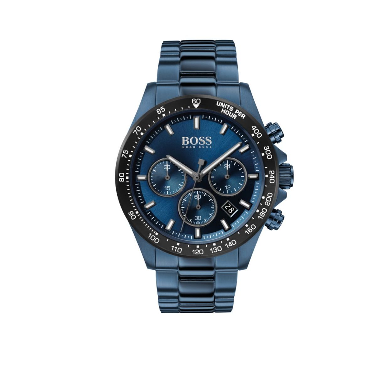 BOSS HB1513758 HERO
Dit herenhorloge uit de BOSS Hero serie is een sportief horloge. Het horloge heeft mineraalglas, een blauwe wijzerplaat en een stalen horlogekast met een kastdiameter van 43 mm. De band van het horloge is van staal en kan op maat worden gemaakt door er schakels uit te halen.

HET MERK
HUGO BOSS horloges zijn afgestemd op levensstijlen waar het gaat om kwaliteit en precisie. Het wereldwijde fashionlabel is verdeeld in twee merken: BOSS en HUGO. Het merk BOSS biedt geavanceerde, moderne horloges gericht op kwaliteit en design om een onberispelijke look te creëren – of het nu zakelijk, casual of sportief is. De horloge collectie van BOSS is perfect afgestemd op levensstijlen waar het gaat om kwaliteit en precisie. BOSS is op maat gemaakt in een onberispelijke stijl.

SPECIFICATIES
- Mineraalglas
- Ronde kastvorm, Ø 43 mm
- Stalen horlogekast
- Blauwe sunray wijzerplaat
- Blauwe stalen horlogeband 
- Chronograaf
- Datumaanduiding
- 5 ATM