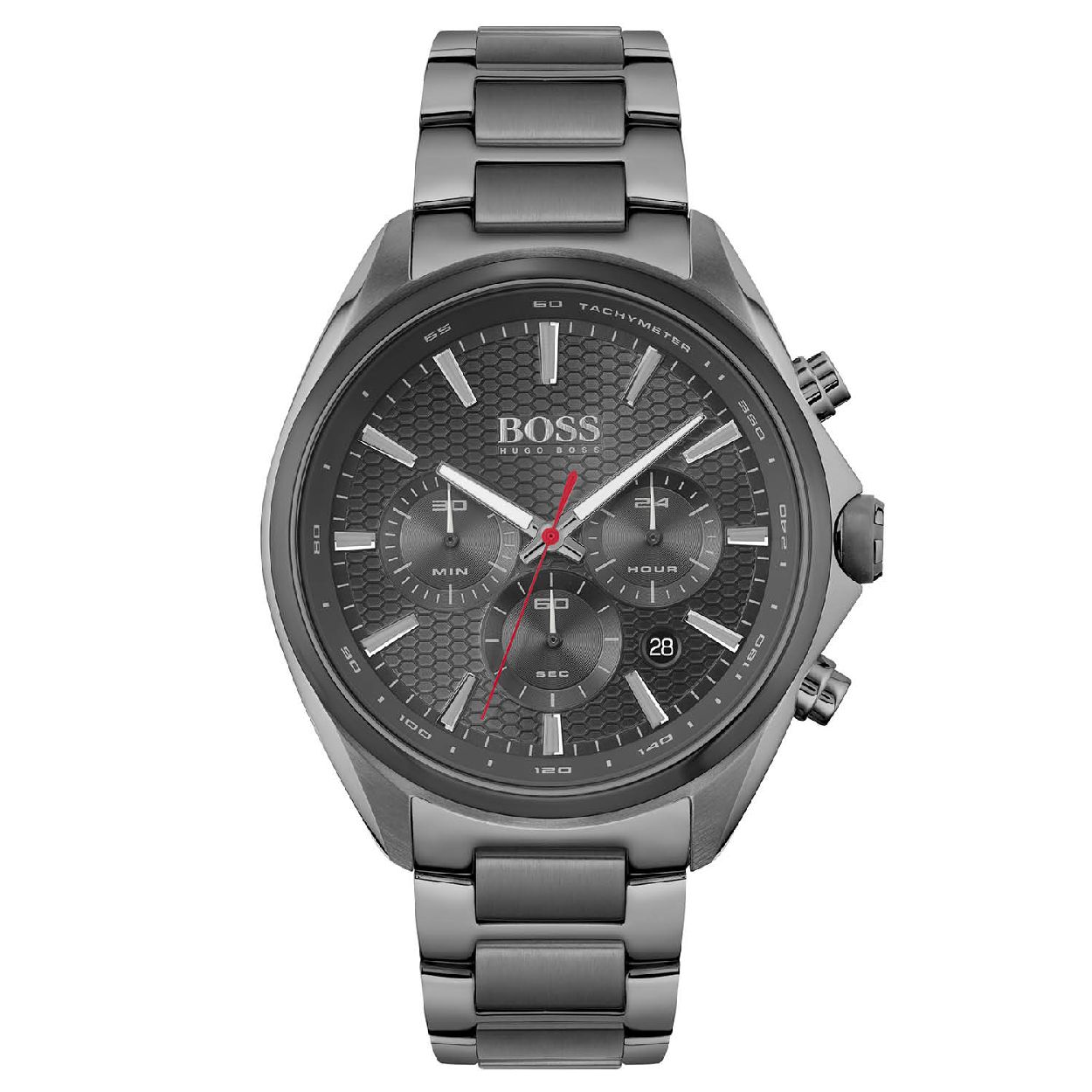 DISTINCT collectie
Ga voor een gedurfde en sportieve stijl met deze geavanceerde chronograaf van BOSS. Dit horloge uit de Distinct collectie is uitgerust met meerdere functionaliteiten �n met de kenmerkende aandacht van BOSS voor detail. Zo heeft het horloge een wijzerplaat met honingraatstructuur, lichtgevende uren- en minutenwijzers �n een tachymeter. Dit laatste is ontwikkeld om de snelheid van een bewegend object te kunnen meten. De functie werkt in combinatie met de secondewijzer, deze geeft namelijk ook de gemiddelde snelheid per uur aan op de tachymeter.

