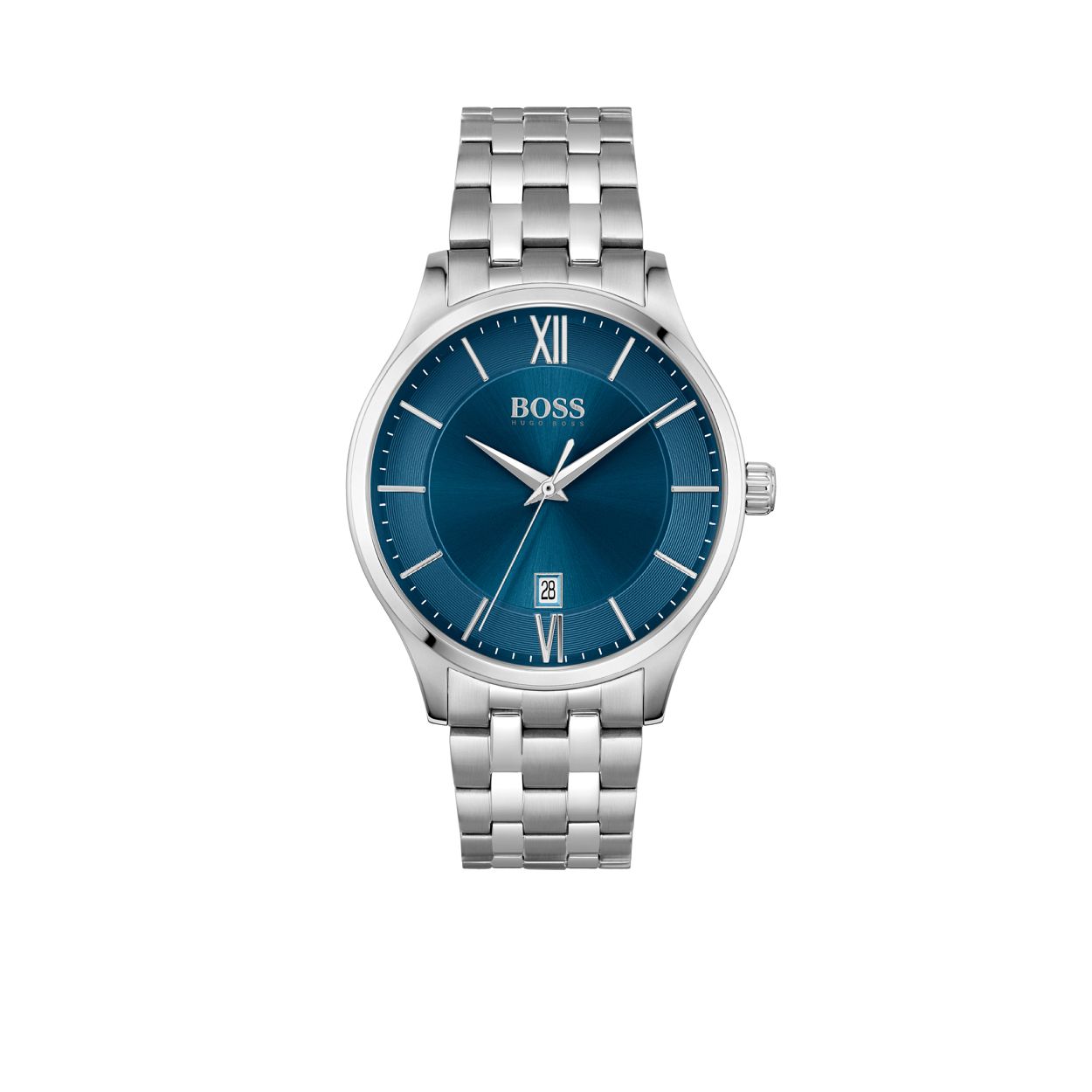 BOSS HB1513895 ELITE 
Dit BOSS horloge uit de Elite serie met artikelnr. HB1513895 heeft een chique uitstraling. Het stijlvolle herenhorloge valt op aan zijn stalen zilverkleurige horlogekast met blauwe wijzerplaat met datumaanduiding. De sierlijke zilverkleurige wijzers en de romeinse becijfering van de 12 en de 6 maken het aanzicht heel klassiek. De kast van het horloge heeft een doorsnee van 41mm met een mineraalglas en heeft een zilverkleurige stalen mat/glimmende schakelband met vouwsluiting en is 5 ATM.

HET MERK:
HUGO BOSS is afgestemd op levensstijlen waar het gaat om kwaliteit en precisie. Het wereldwijde fashionlabel is verdeeld in twee merken: BOSS en HUGO. Het merk BOSS biedt geavanceerde, moderne horloges gericht op kwaliteit en design om een onberispelijke look te cre�ren � of het nu zakelijk, casual of sportief is. De horloge collectie van BOSS is perfect afgestemd op levensstijlen waar het gaat om kwaliteit en precisie. BOSS is op maat gemaakt in een onberispelijke stijl.

Blijf stijlvol bij de tijd. Voor de BOSS-vrouw is stijl het handelsmerk en draait alles om
details. Breng uw look naar een hoger niveau met onze nieuwe en kenmerkende horlogecollectie.

SPECIFICATIES:
- Mineraalglas
- Ronde kastvorm, � 41mm
- Zilverkleurige stalen horlogekast
- Blauwe wijzerplaat
- Romeinse cijfers 
- Zilverkleurige stalen schakelband 
- 5 ATM

