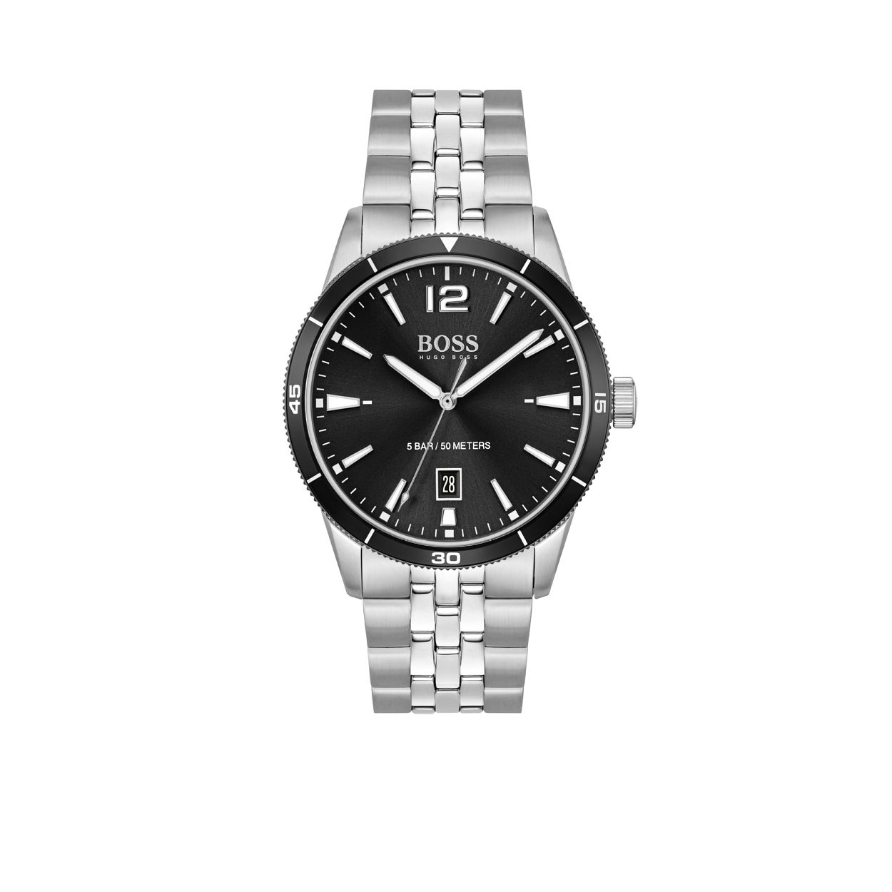 BOSS HB1513911 DRIFTER 
Dit BOSS horloge uit de Drifter serie met artikelnr. HB1513911 heeft een stoere uitstraling. Het stijlvolle herenhorloge is voor de man die zich graag casual kleed. Het herenhorloge heeft een ronde stalen kast met zwarte wijzerplaat met daarop een datum en heeft een zwarte bezel. De band heeft  fijne mat/glanzende zilverkleurige stalen schakels die het horloge een sportief uiterlijk geeft. Het horloge heeft mineraal glas, een doorsnee van 42mm en is 5 ATM.   

HET MERK:
HUGO BOSS is afgestemd op levensstijlen waar het gaat om kwaliteit en precisie. Het wereldwijde fashionlabel is verdeeld in twee merken: BOSS en HUGO. Het merk BOSS biedt geavanceerde, moderne horloges gericht op kwaliteit en design om een onberispelijke look te cre�ren � of het nu zakelijk, casual of sportief is. De horloge collectie van BOSS is perfect afgestemd op levensstijlen waar het gaat om kwaliteit en precisie. BOSS is op maat gemaakt in een onberispelijke stijl.

Blijf stijlvol bij de tijd. Voor de BOSS-vrouw is stijl het handelsmerk en draait alles om
details. Breng uw look naar een hoger niveau met onze nieuwe en kenmerkende horlogecollectie.

SPECIFICATIES:
- Mineraalglas
- Ronde kastvorm, � 42mm
- Zilverkleurige stalen horlogekast
- Zwarte wijzerplaat
- Zwarte bezel
- Fijne zilverkleurige stalen schakelband 
- 5 ATM
