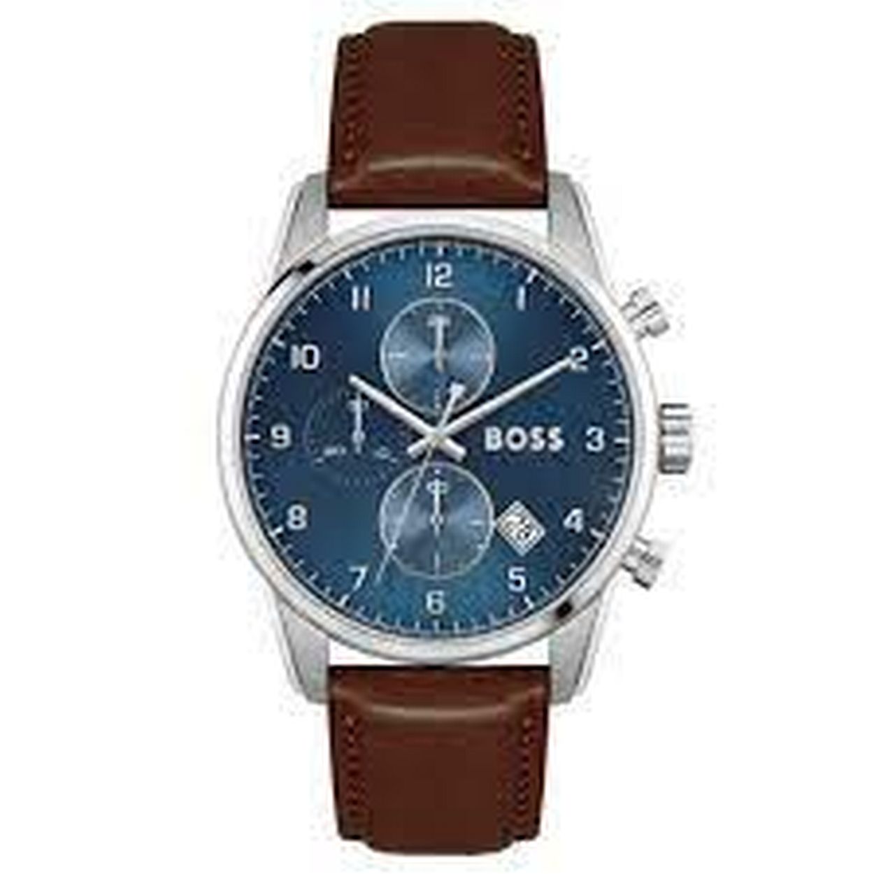 BOSS HB1513940 SKYMASTER
Dit BOSS horloge uit de Skymaster serie met artikelnr. HB1513940 heeft een stijlvolle uitstraling. Het herenhorloge valt op aan zijn zilverkleurige stalen horlogekast met glanzende zilverkleurige rand en zijn blauwe wijzerplaat met chronograaf en een datum. De fijne wijzers en de Arabische cijfers op de wijzerplaat geven het horloge een echte BOSS look. Aan het horloge zit een luxe bruine leren band met gesp sluiting. De kast van het horloge heeft een doorsnee van 44mm met een mineraalglas en is 5 ATM. 

HET MERK
HUGO BOSS is afgestemd op levensstijlen waar het gaat om kwaliteit en precisie. Het wereldwijde fashionlabel is verdeeld in twee merken BOSS en HUGO. Het merk BOSS biedt geavanceerde moderne horloges gericht op kwaliteit en design om een onberispelijke look te cre�ren � of het nu zakelijk casual of sportief is. De horloge collectie van BOSS is perfect afgestemd op levensstijlen waar het gaat om kwaliteit en precisie. BOSS is op maat gemaakt in een onberispelijke stijl.

Blijf stijlvol bij de tijd. Voor de BOSS-vrouw is stijl het handelsmerk en draait alles om
details. Breng uw look naar een hoger niveau met onze nieuwe en kenmerkende horlogecollectie.

SPECIFICATIES
- Mineraalglas
- Ronde kastvorm � 44mm
- Zilverkleurige stalen horlogekast
- Blauwe wijzerplaat
- Datum
- Chronograaf
- Bruine leren band 
- 5 ATM
