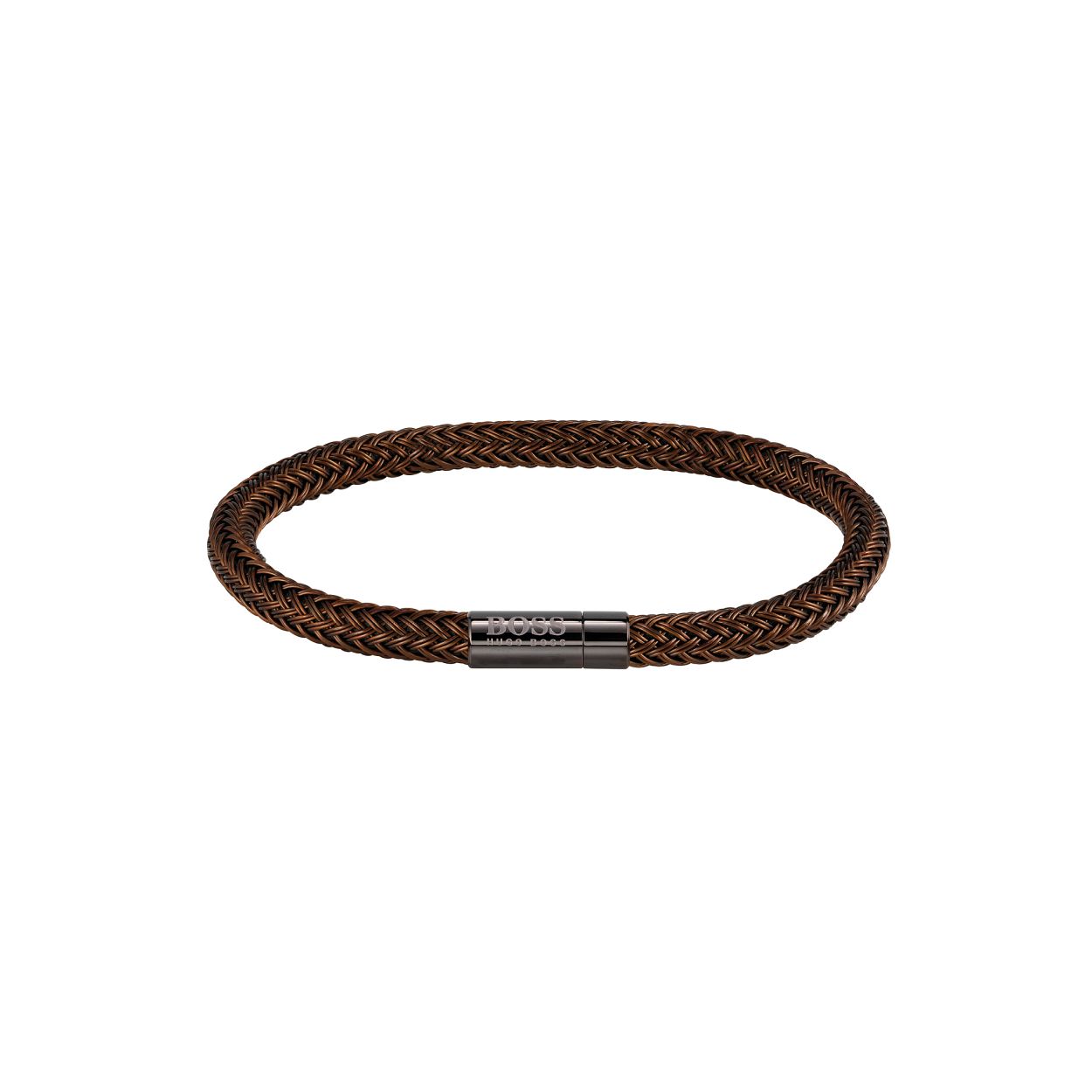 BOSS JEWELS HBJ1580099M ROPE Mannen Armband 19cm
Deze armband van BOSS uit de Rope serie met artikelnr. HBJ1580099M is een trendy armband voor de BOSS klant. De herenarmband is een stalen band met een gevlochten siliconen laagje erover met een lengte  van 19cm en een doorsnee van 6,7mm. De armband is bruin van kleur, heeft een zwart stalen sluiting en is zeker leuk te combineren met meerdere BOSS armbanden. 

Het merk:
HUGO BOSS is afgestemd op levensstijlen waar het gaat om kwaliteit en precisie. Het wereldwijde fashionlabel is verdeeld in twee merken: BOSS en HUGO. Het merk BOSS biedt geavanceerde, moderne horloges gericht op kwaliteit en design om een onberispelijke look te cre�ren � of het nu zakelijk, casual of sportief is. Ontdek de nieuwe horlogecollectie die bewijst dat details echt het verschil maken.

Specificaties:
- Artikelnr: HBJ1580099M
- EAN code: 7613272407045
- Bruine gevlochten armband
- Materiaal: Staal
- Lengte: 19cm