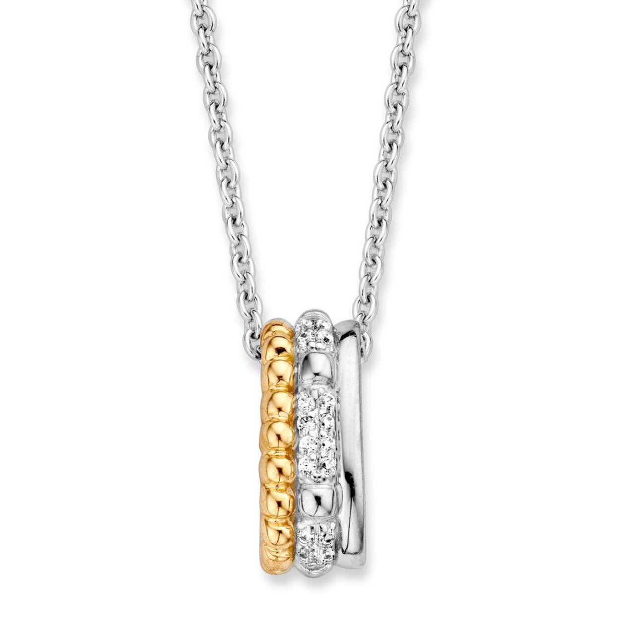 Zilver met 14 karaat gouden hanger, wordt standaard geleverd aan gerhodineerd zilveren collier (42-45cm). Deze hanger is onderdeel van een set.
