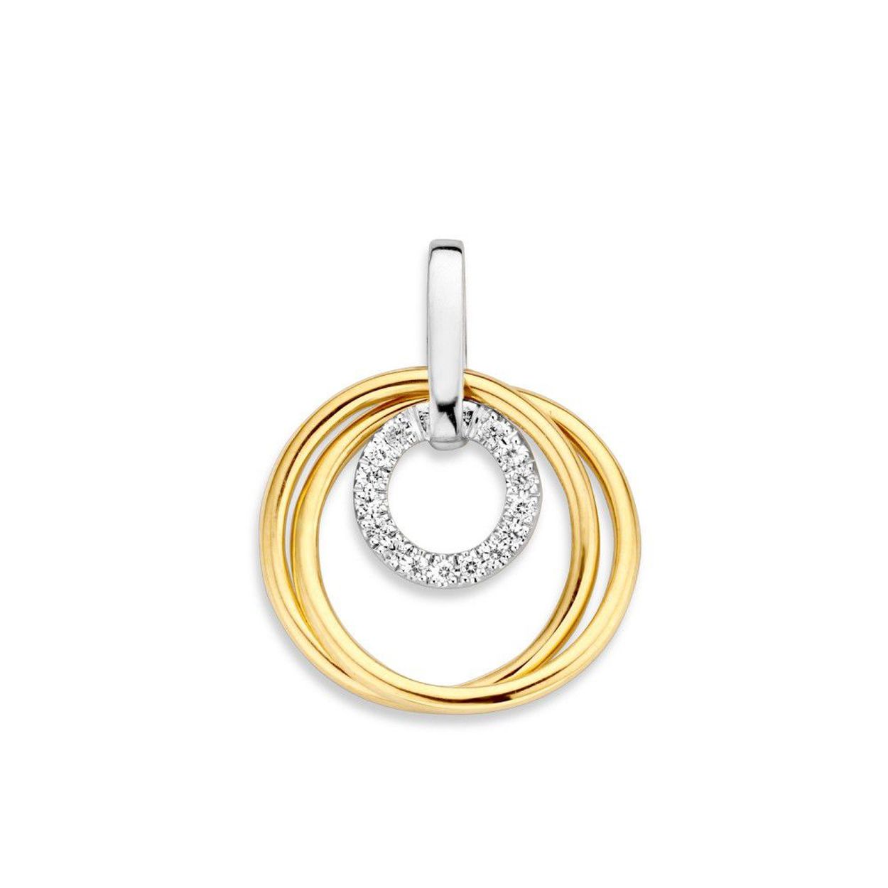 Excellent Jewelry 14krt goud Hanger Bicolor Zirkinia HH426178
Lengte 22mm
Breedte 16mm
