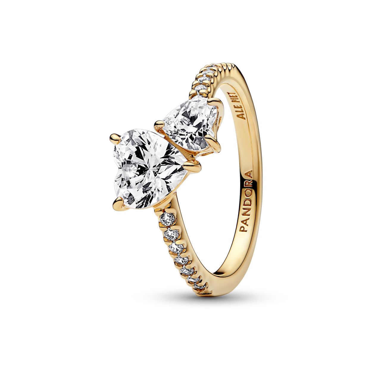 Pandora Dubbel hart sprankelende ring